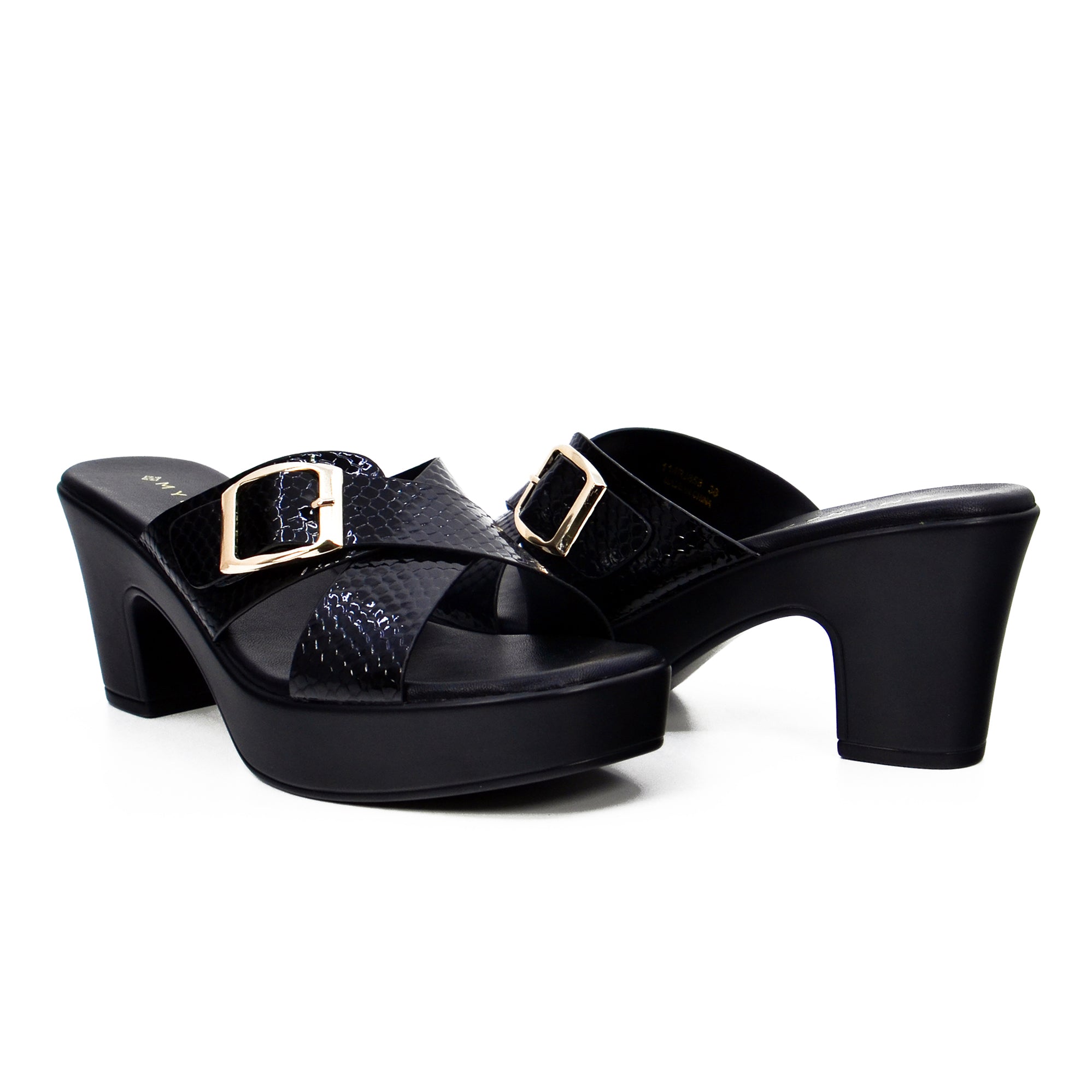 Mynaal 114Rj858 Women's Platform Heel Sandal #color_Black