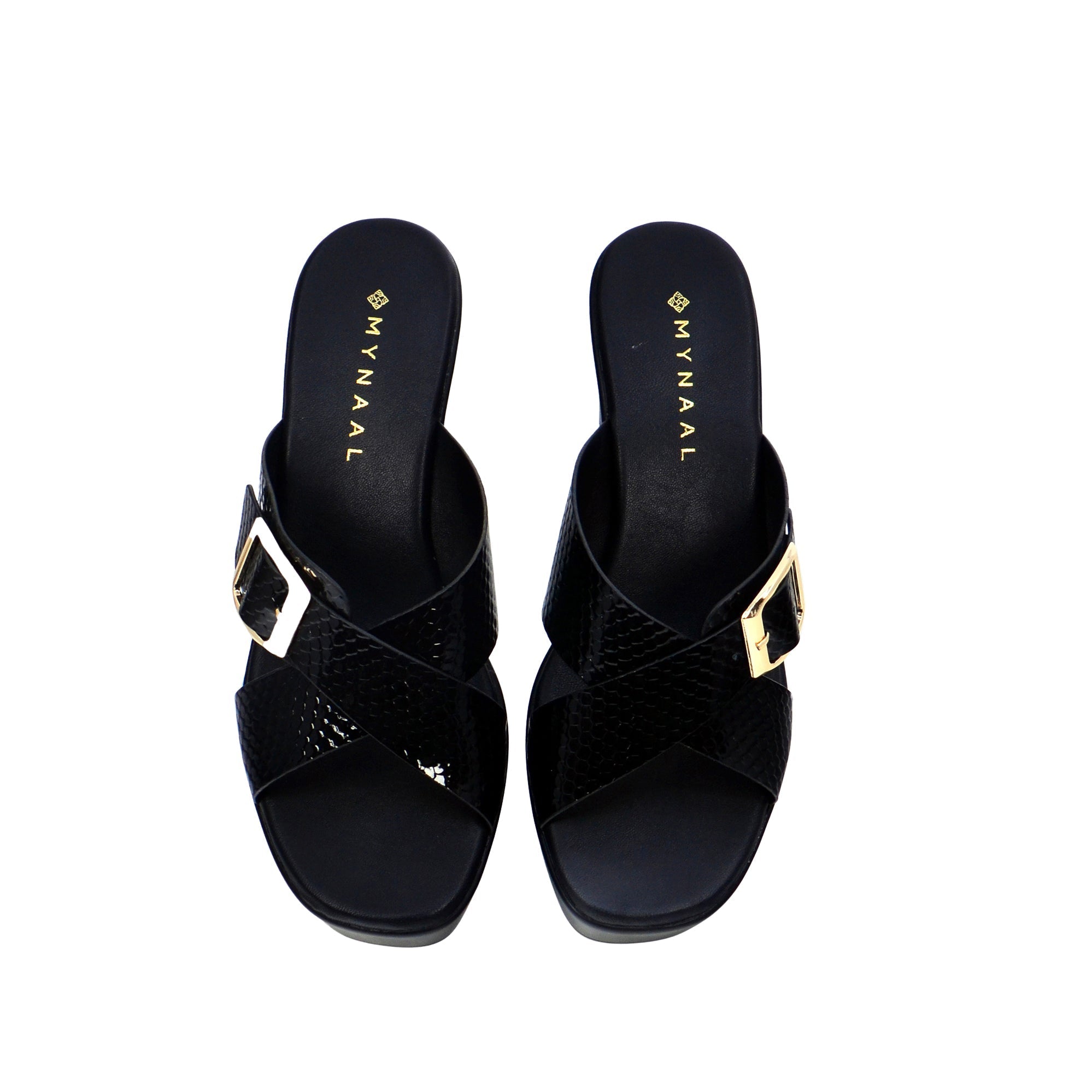 Mynaal 114Rj858 Women's Platform Heel Sandal #color_Black