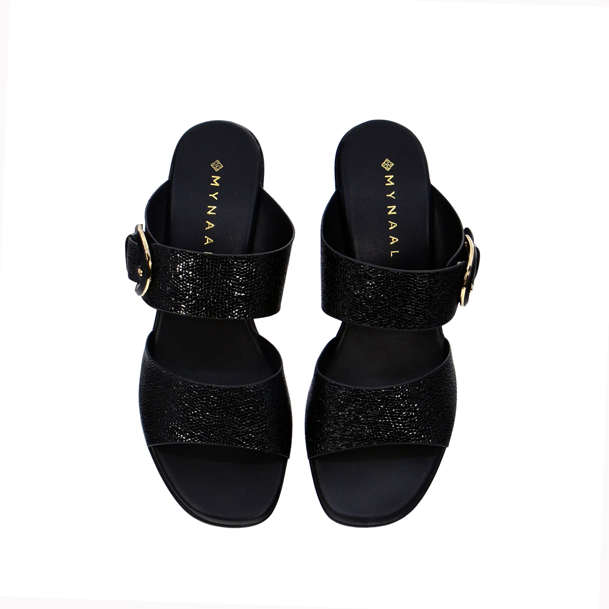 Mynaal 414Rj991 Women's Block Heel Sandal #color_Black