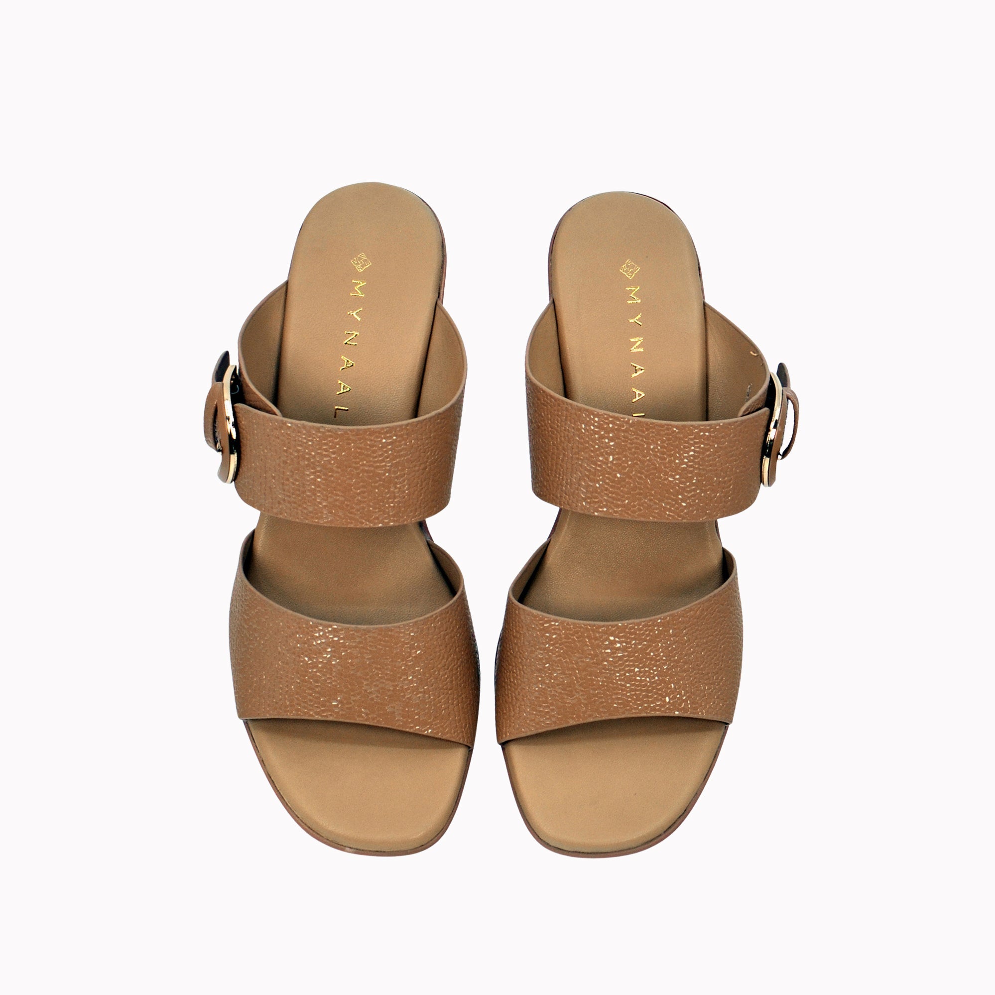 Mynaal 414Rj991 Women's Block Heel Sandal #color_Beige