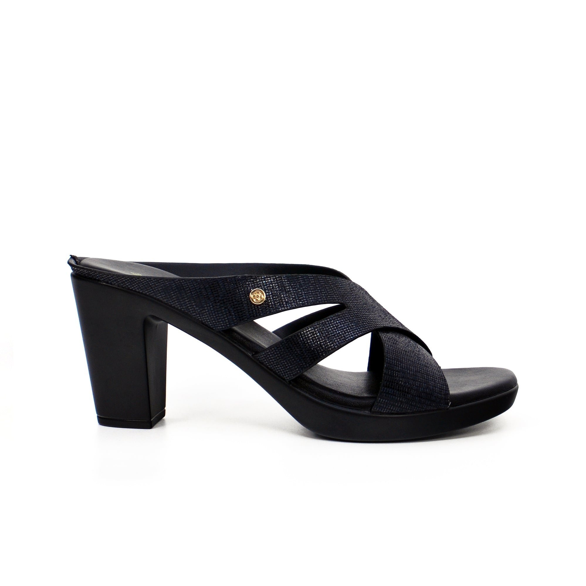 Mynaal Rjl199-12B Women's Block Heel Sandal #color_Black
