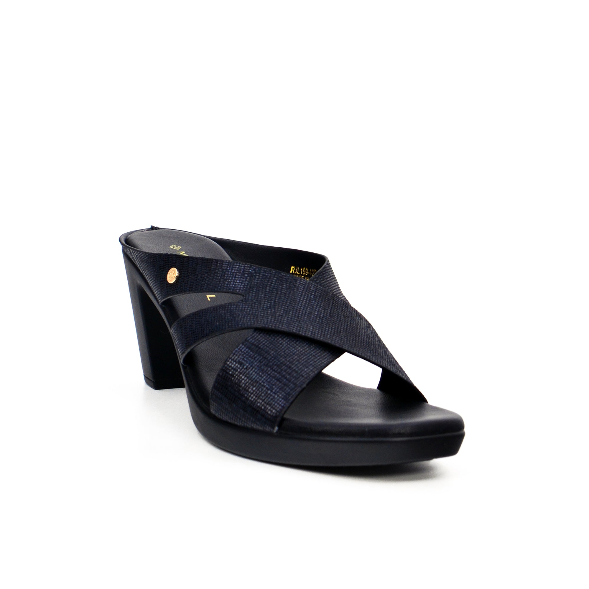Mynaal Rjl199-12B Women's Block Heel Sandal #color_Black