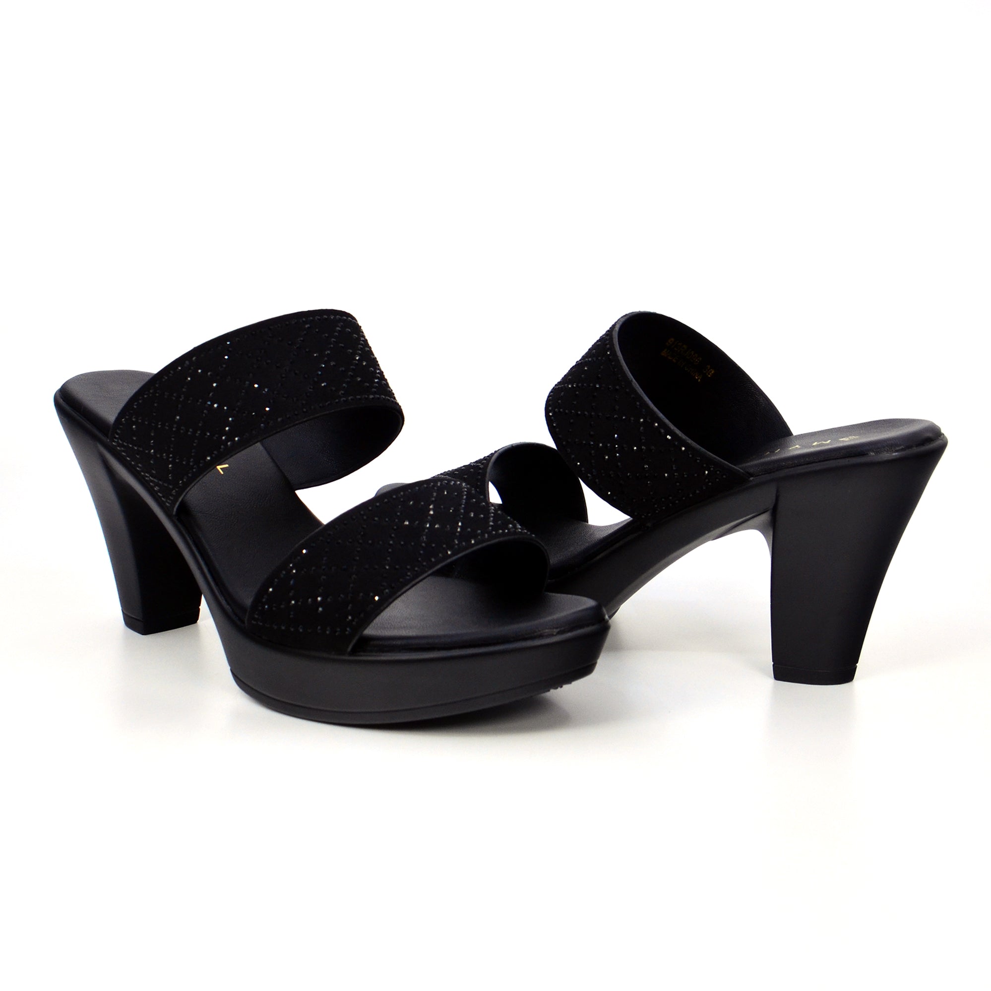 Mynaal 913Rj096 Women's Block Heel Sandal #color_Black
