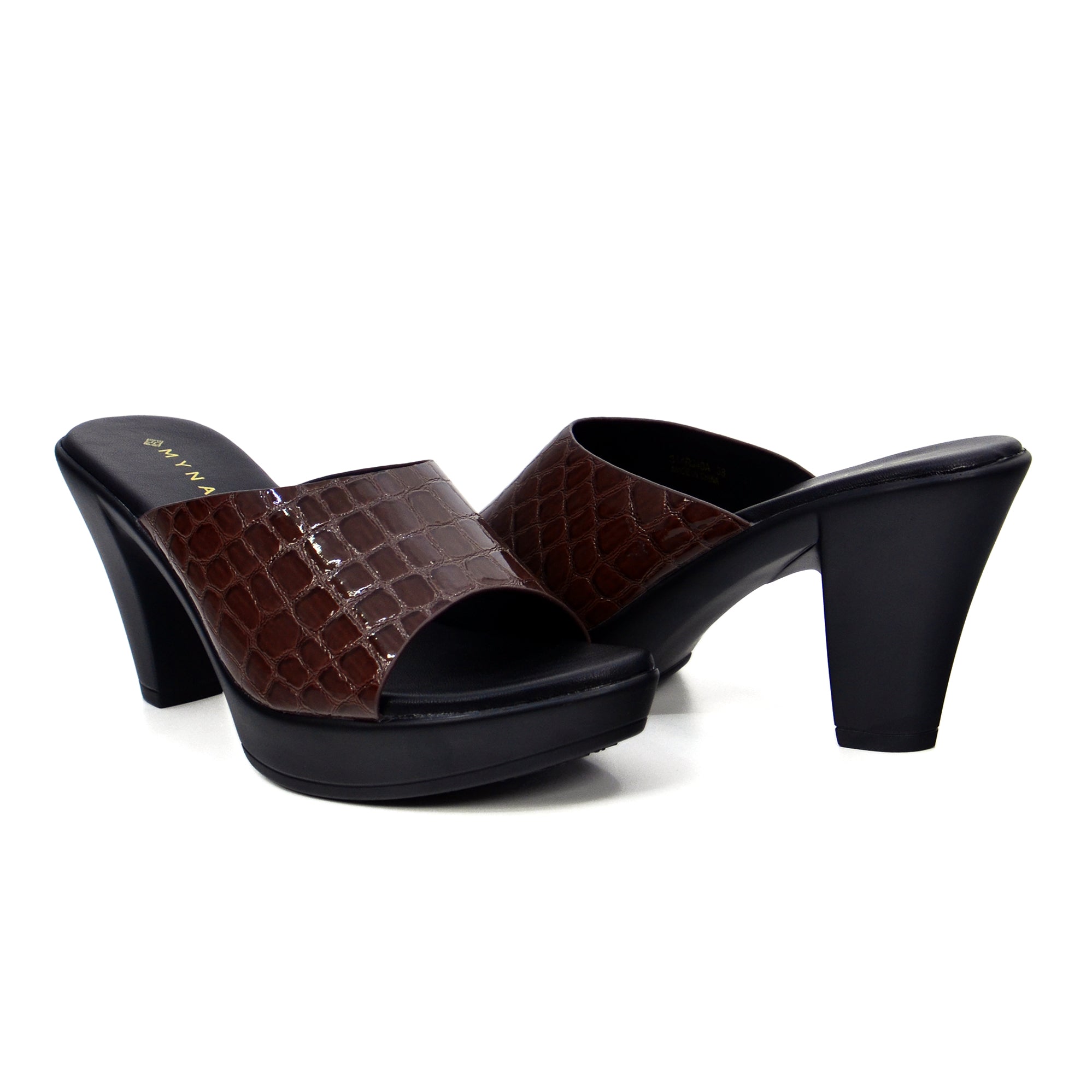 Mynaal 314Rj40A Women's Block Heel Sandal #color_Brown