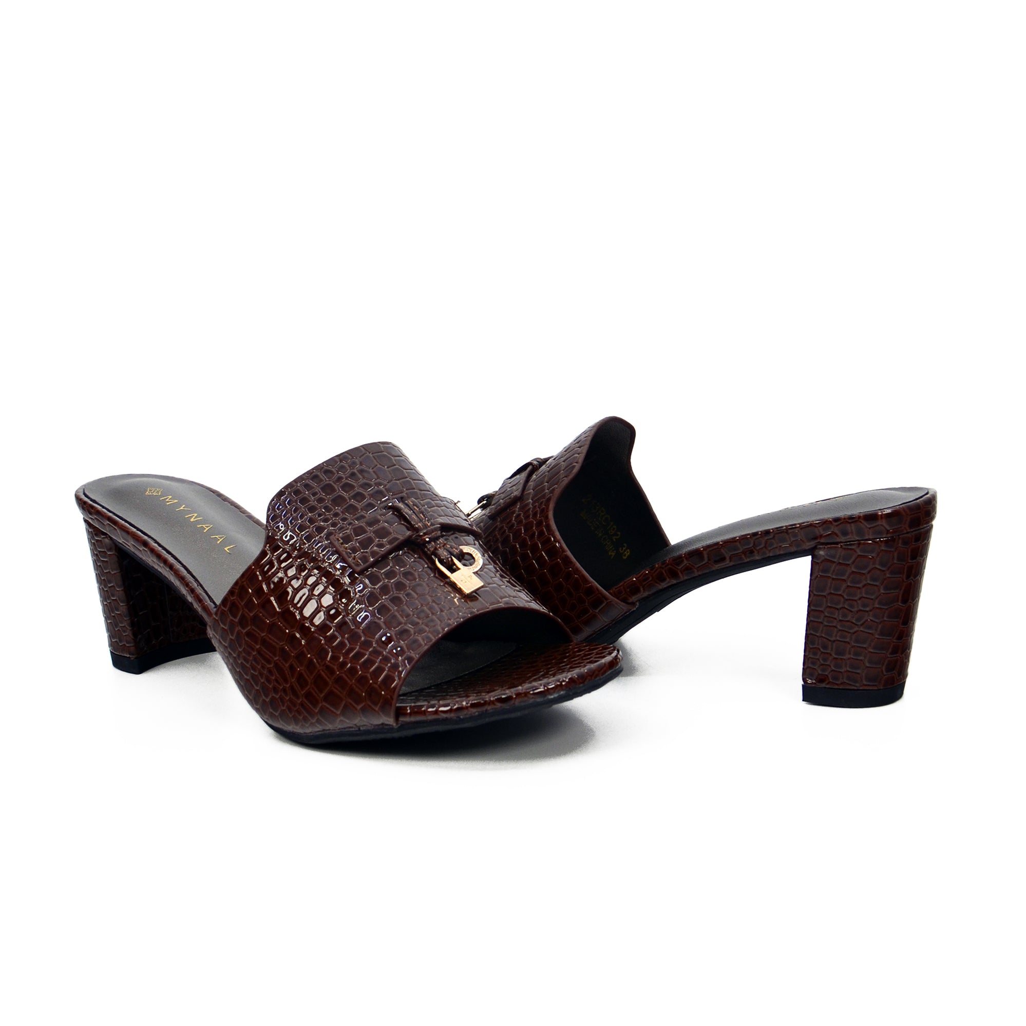 Mynaal 213Rc192 Women's Block Heel Sandal #color_Dark Brown
