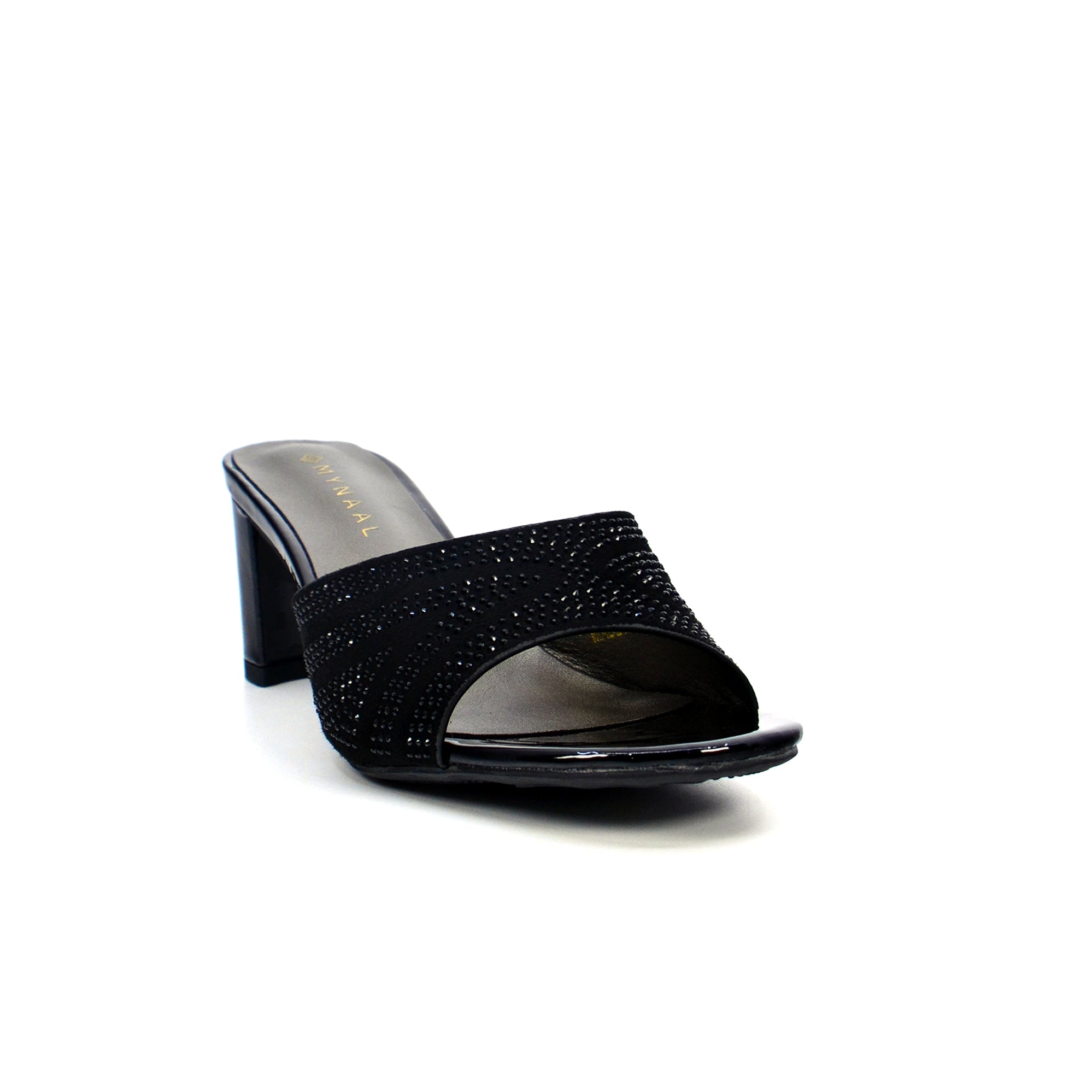 Mynaal 314Rj199 Women's Block Heel Sandal #color_Black