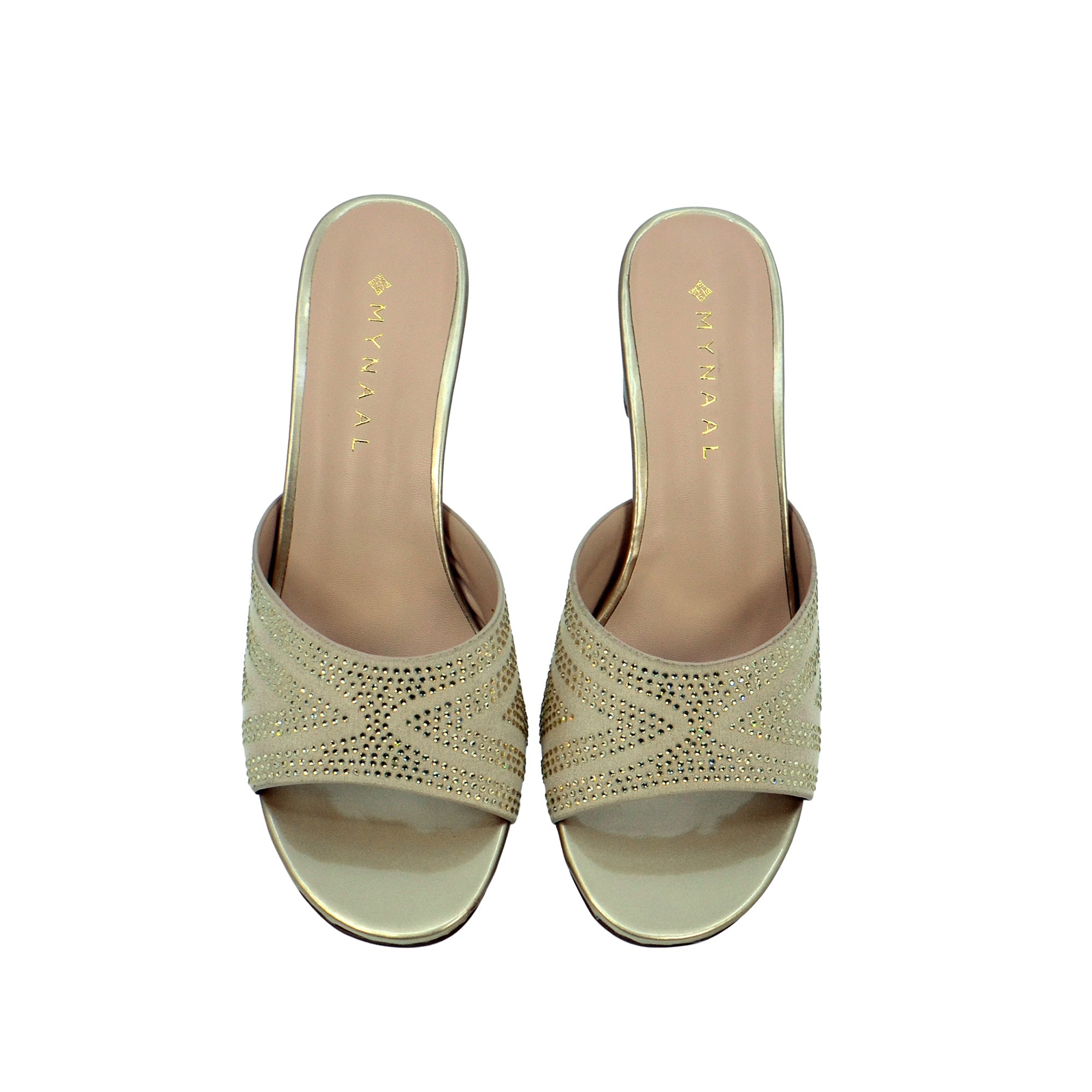 Mynaal 314Rj199 Women's Block Heel Sandal #color_Gold