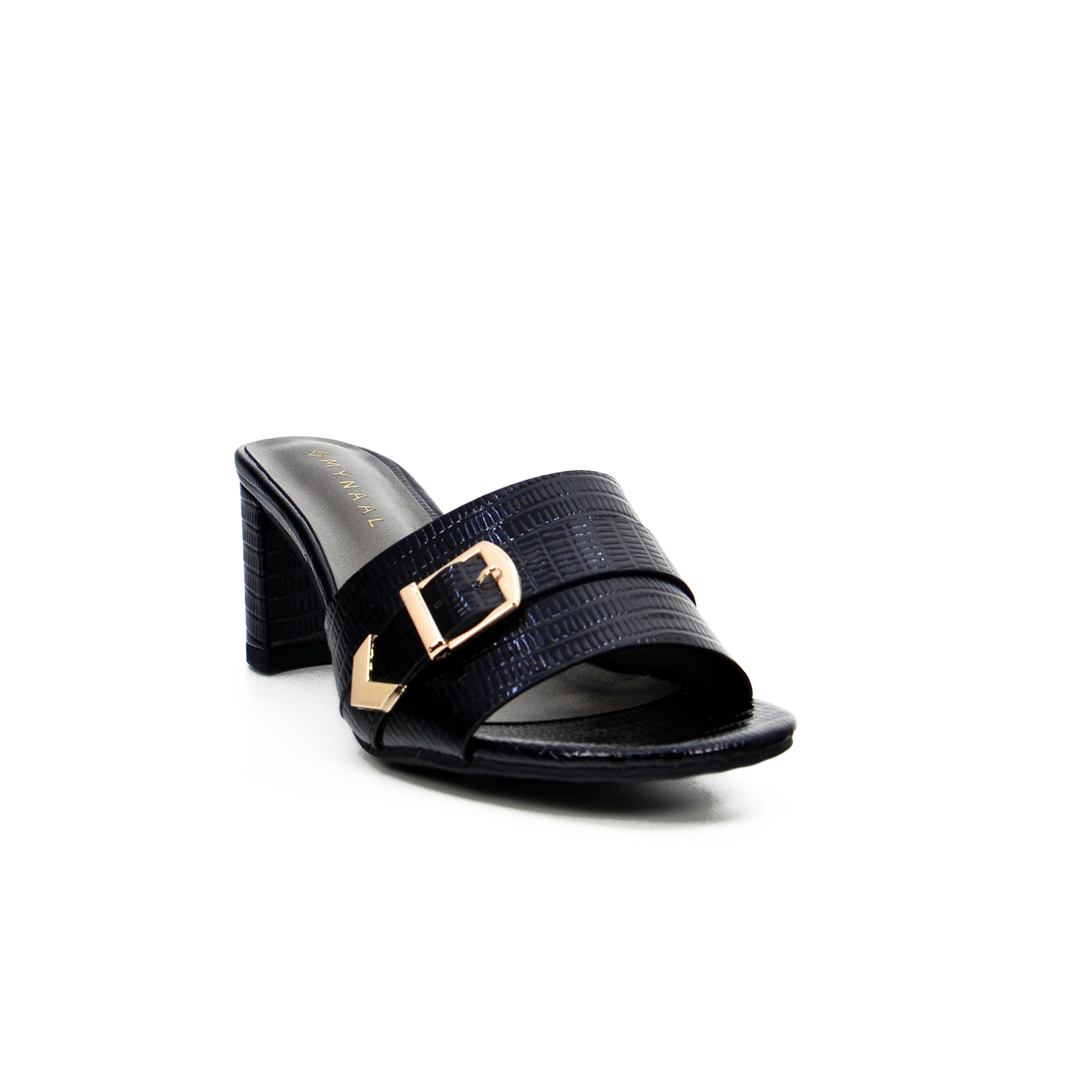 Mynaal 413Rj192 Women's Block Heel Sandal #color_Black