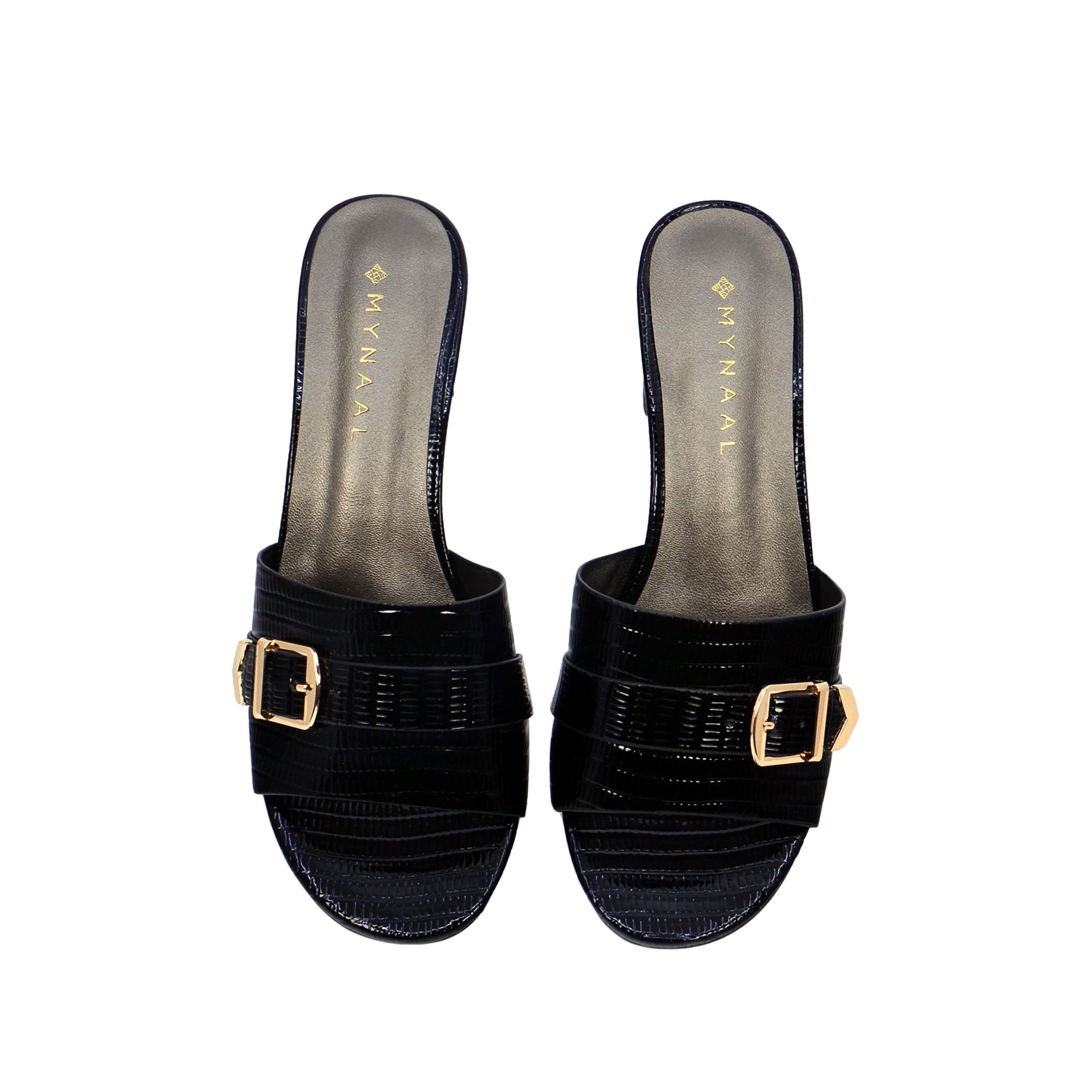 Mynaal 413Rj192 Women's Block Heel Sandal #color_Black