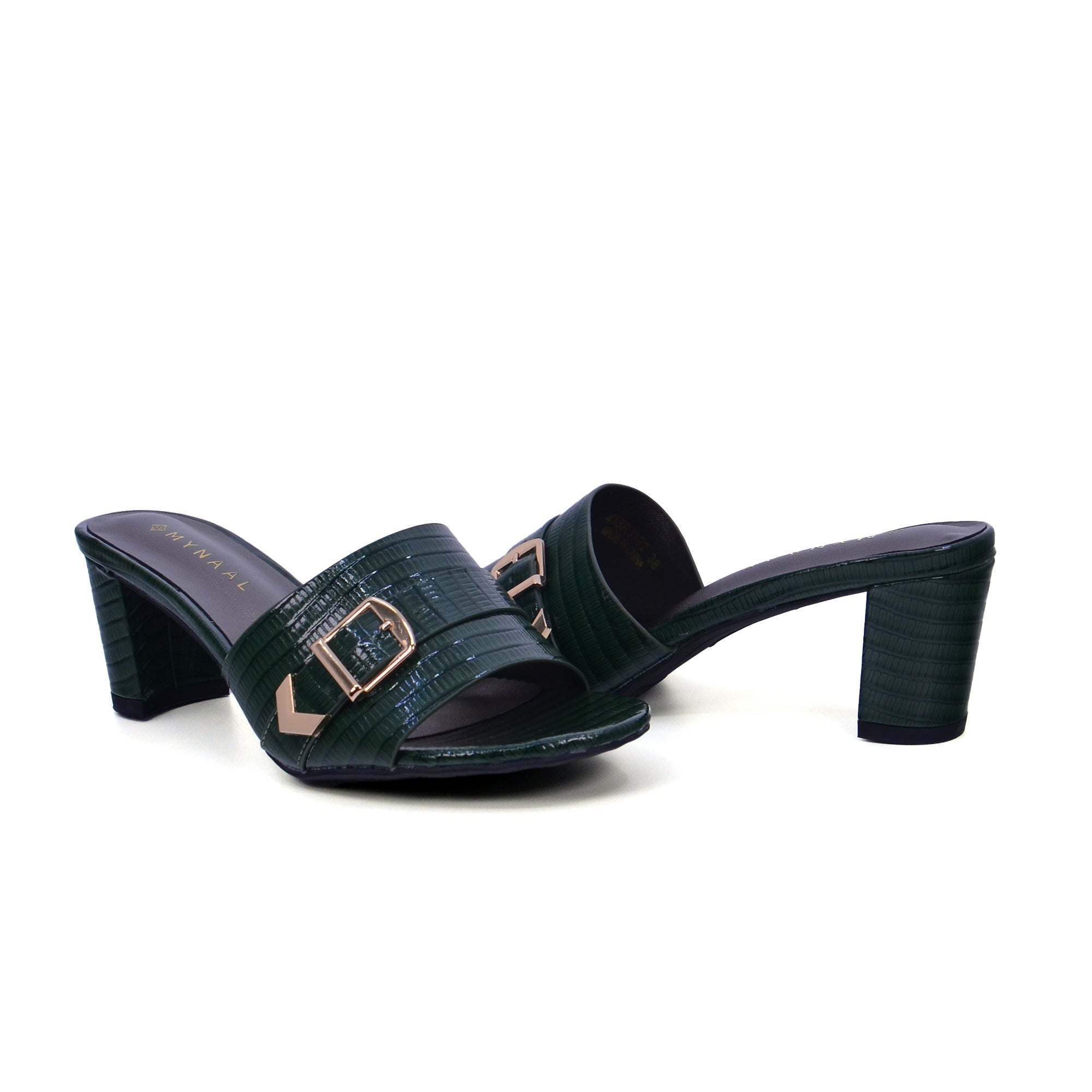 Mynaal 413Rj192 Women's Block Heel Sandal #color_Green