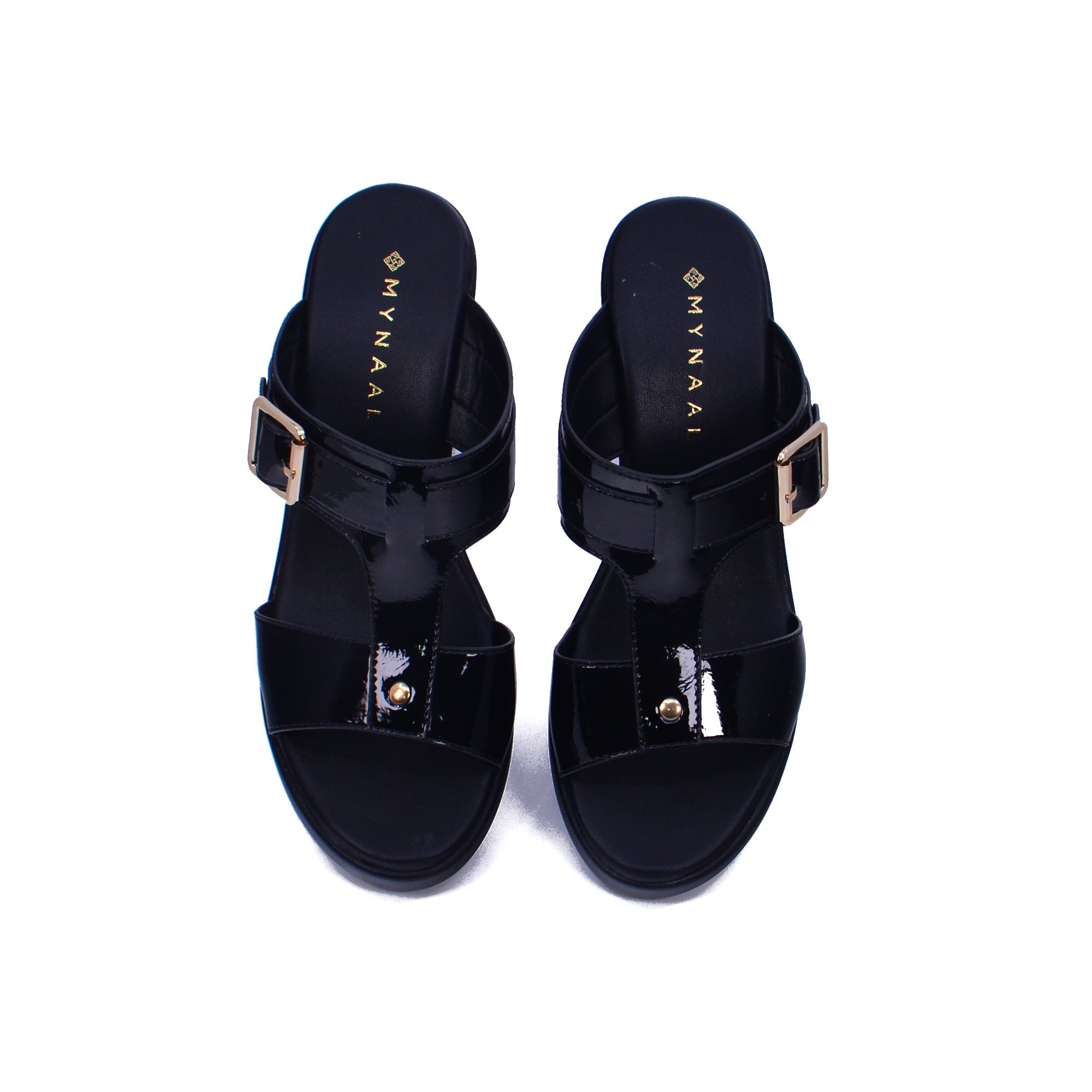 Mynaal 414Rj43H Women's Block Heel Sandal #color_Black