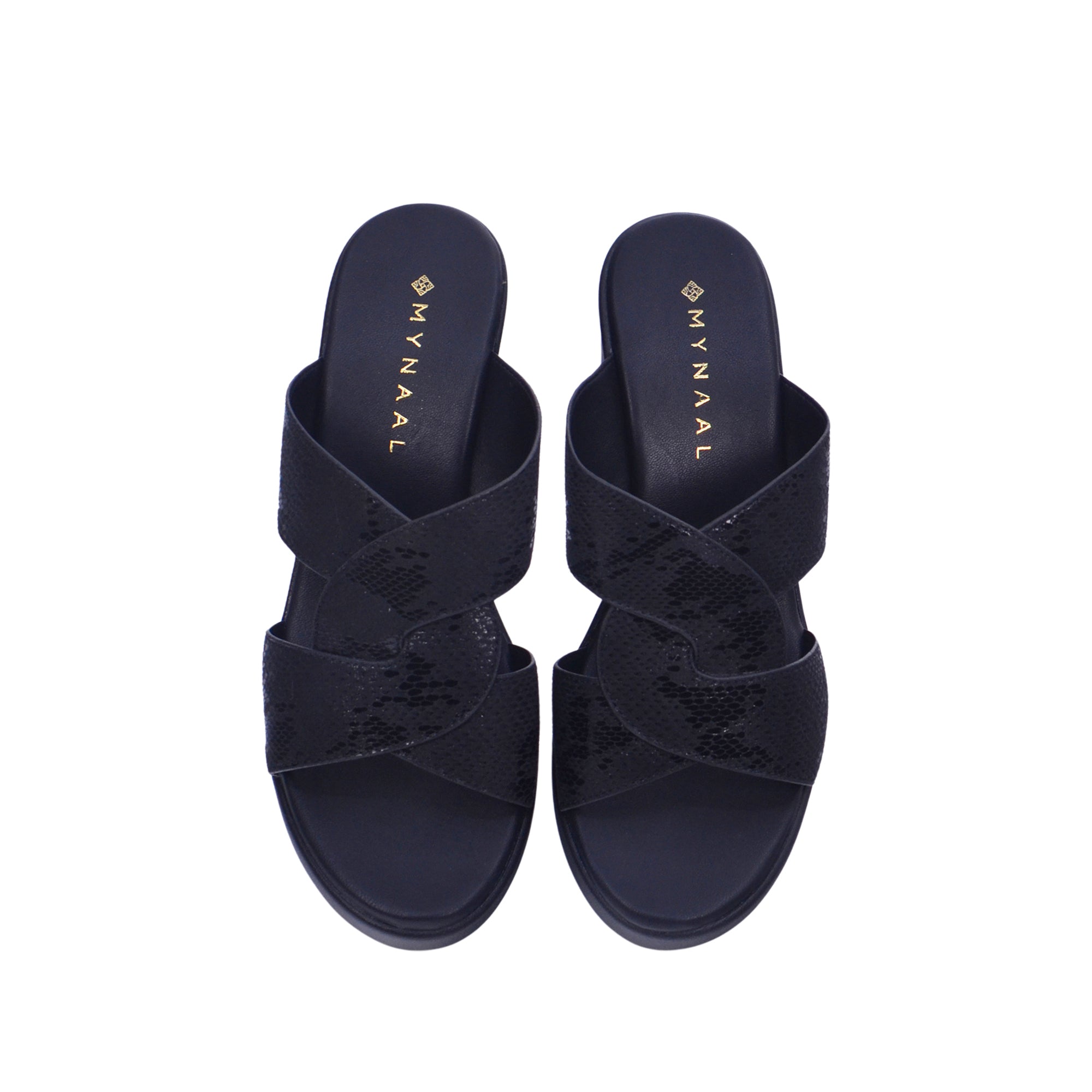 Mynaal 414Rj43G Women's Block Heel Sandal #color_Black