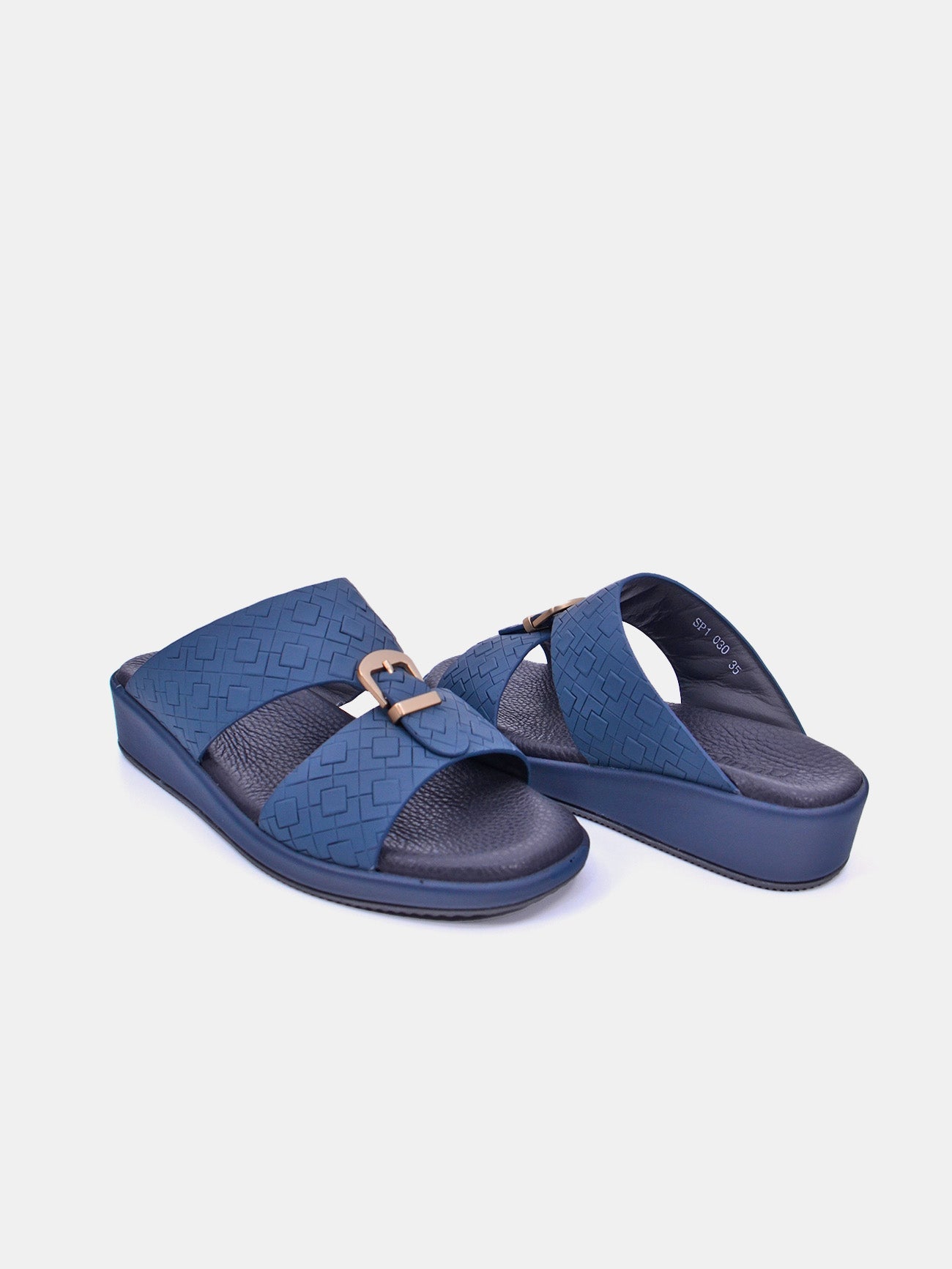 Barjeel Uno SP1-030 Men's Lattice Arabic Sandals #color_Blue