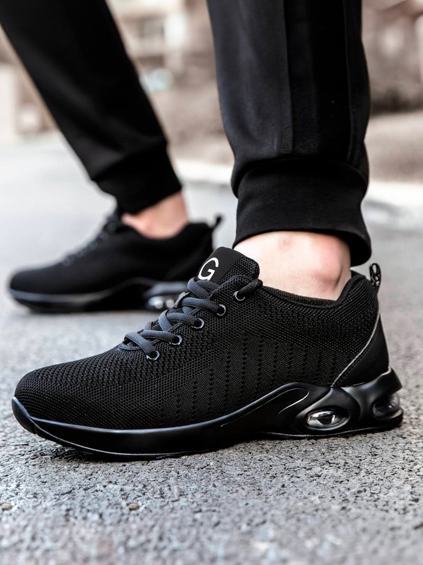 Raydlinx Guyisa Men's Anti-Collision And Anti-Puncture Work Shoes #color_Black