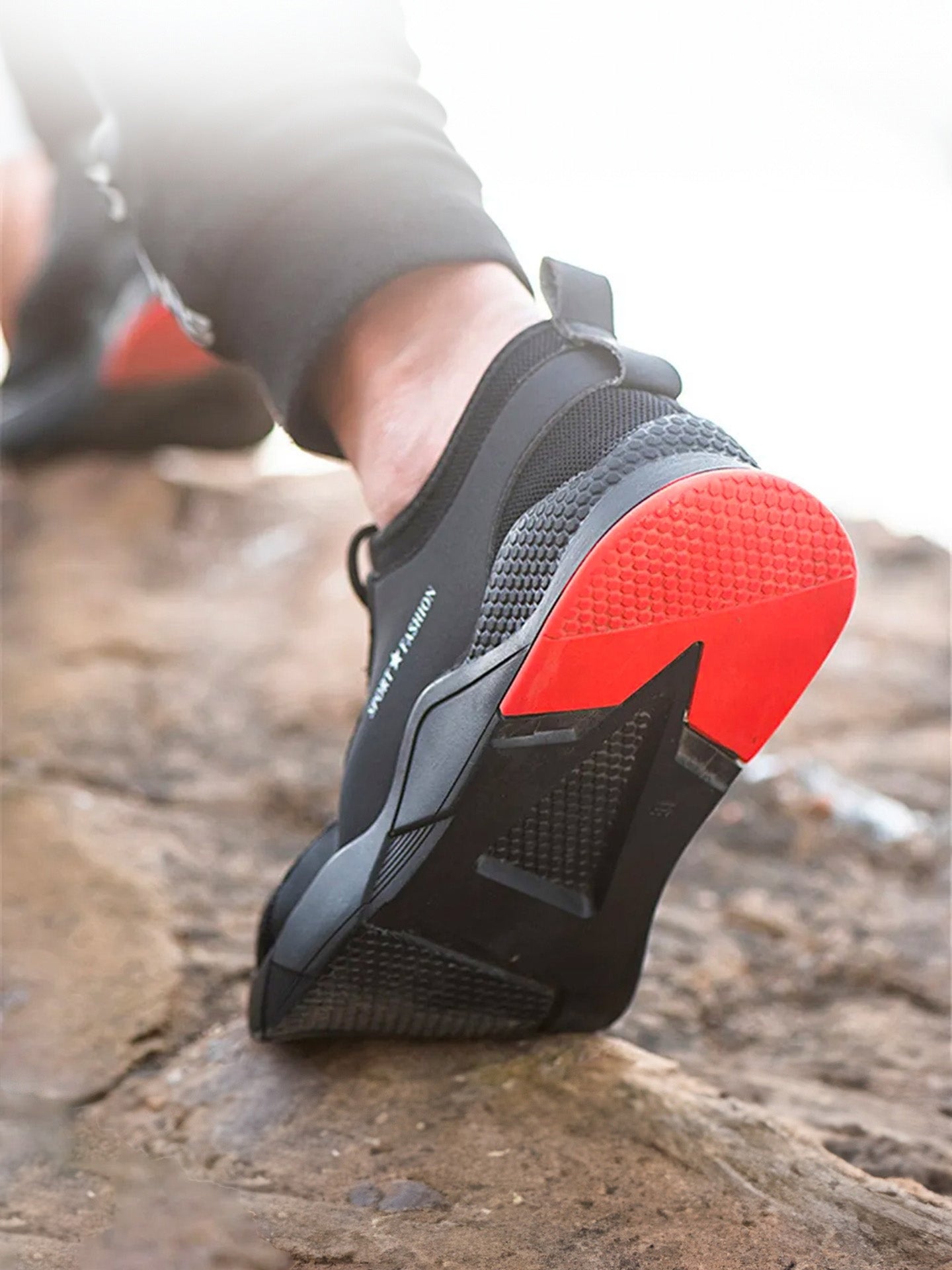 Raydlinx Men's 588 Steel Toe Work Breathable Shoes #color_Black