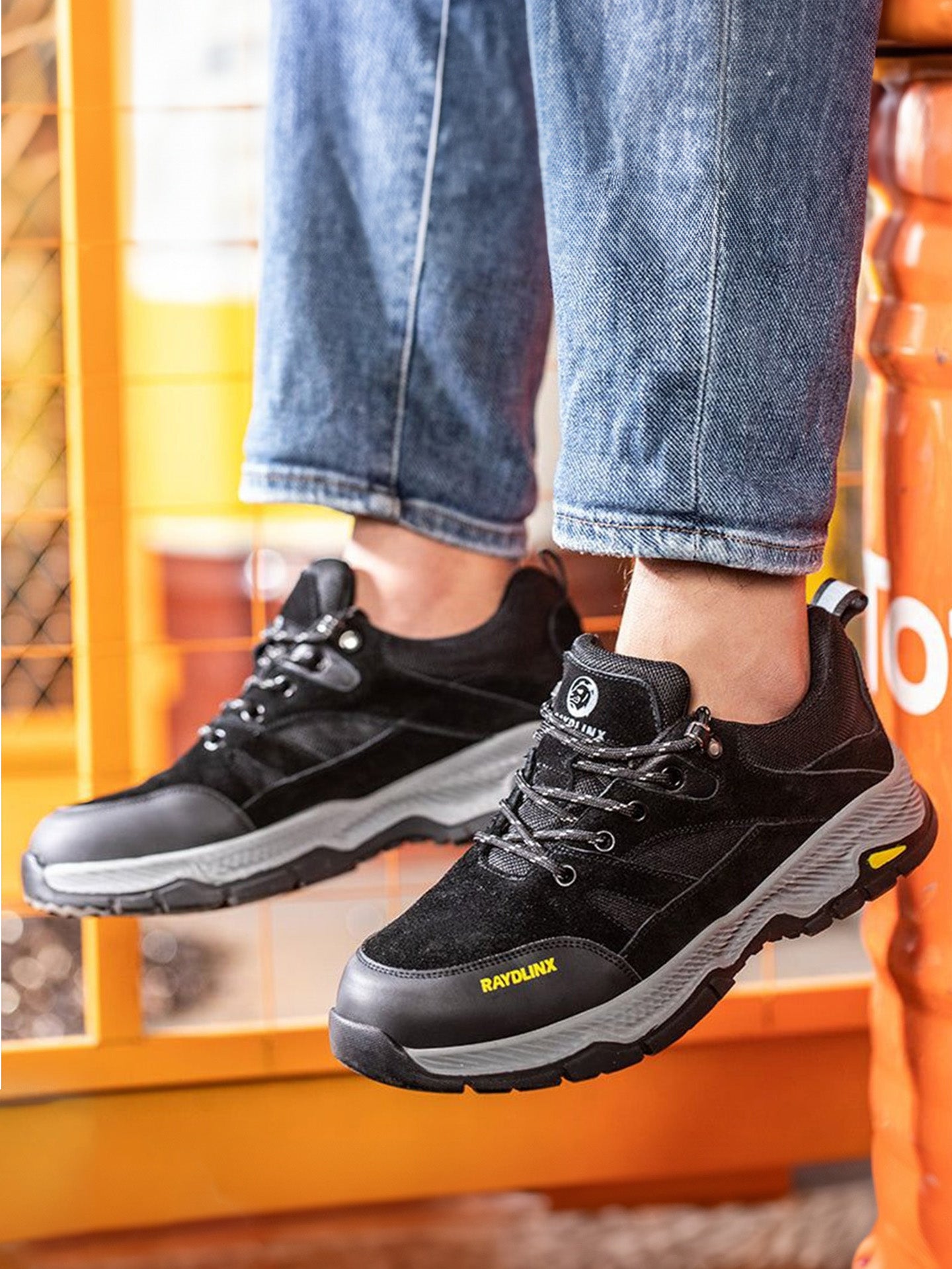 Raydlinx Men's Mountain Hiking Walking Shoes #color_Black