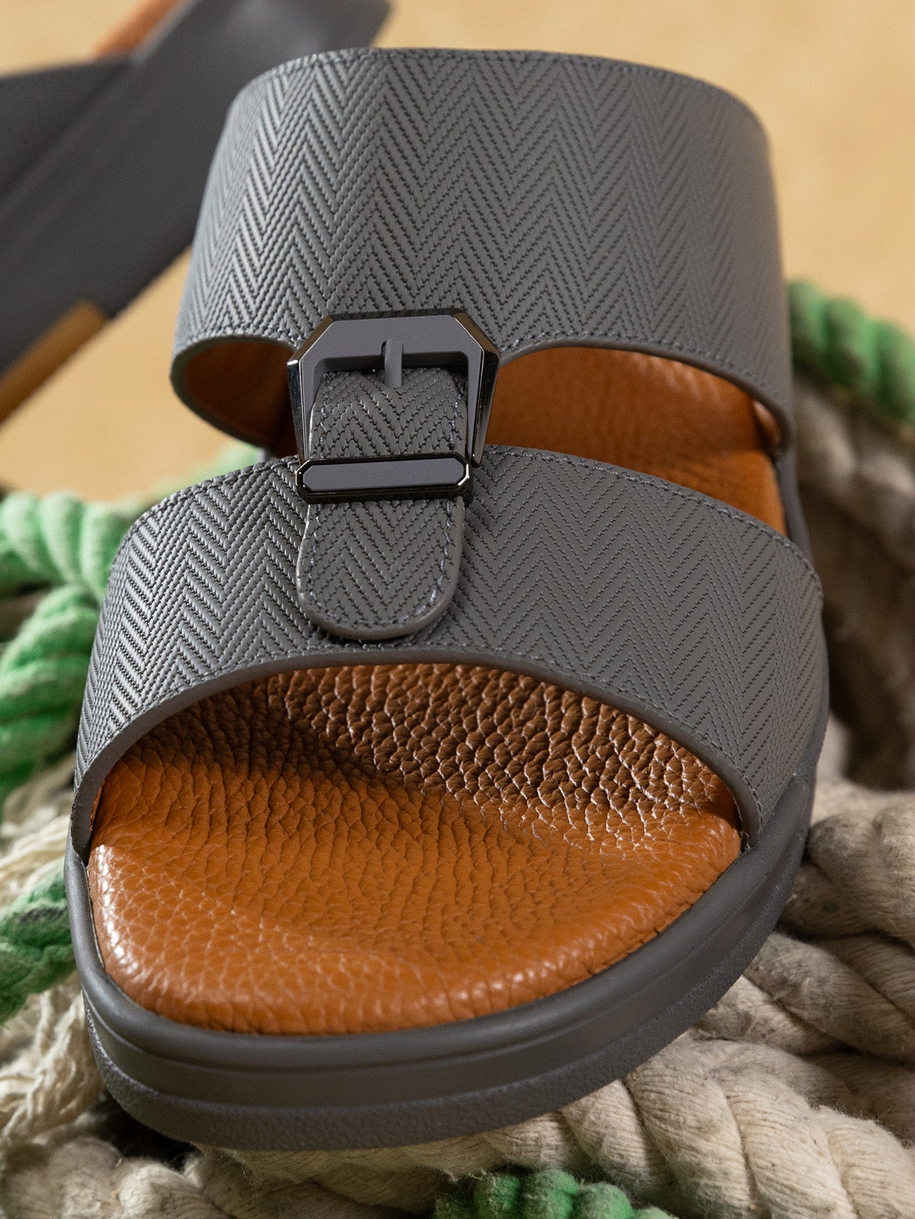 Barjeel Uno MSA124 Men Arabic Sandals #color_Gray