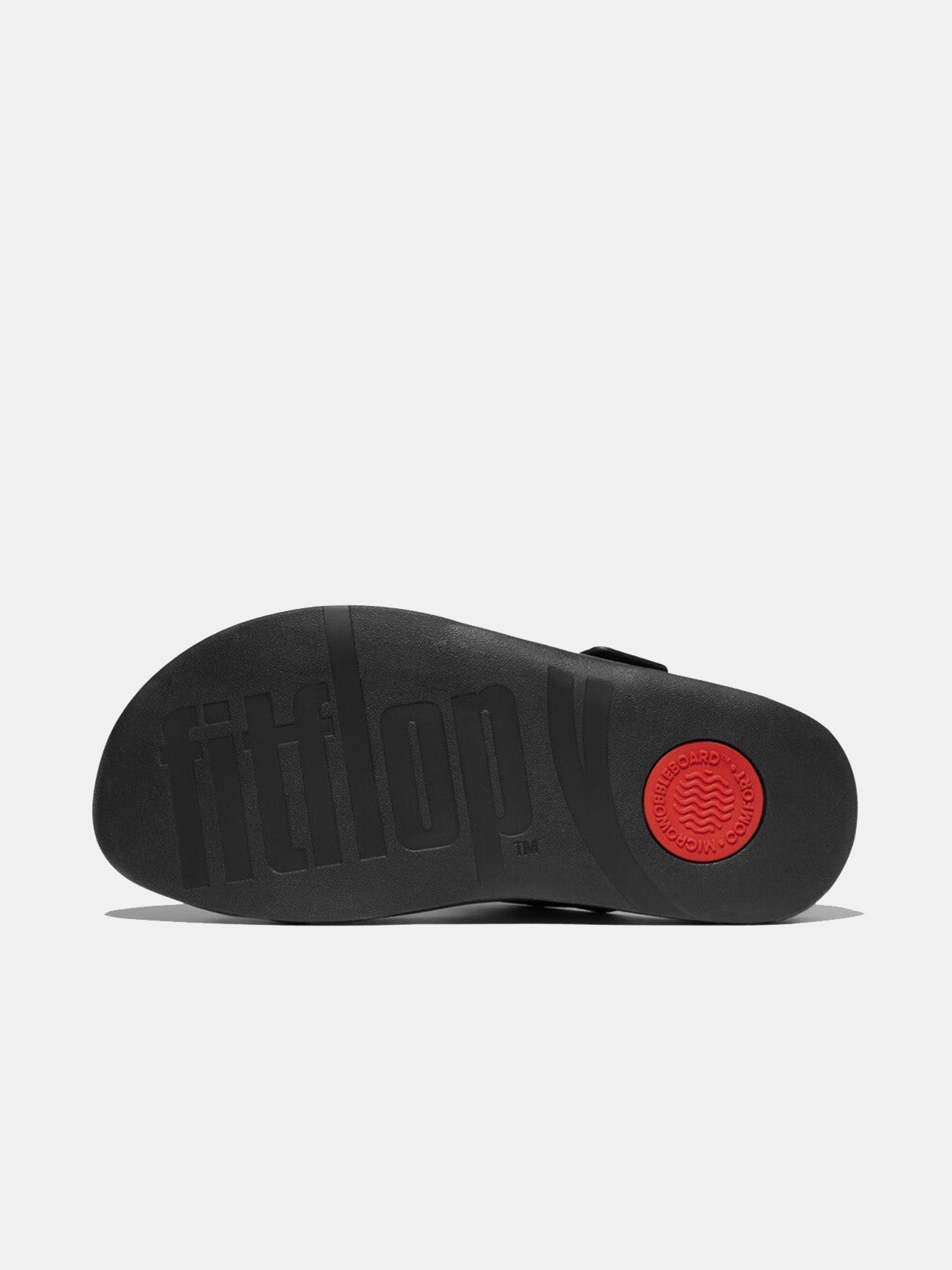 Fitflop Gogh Moc Mens Buckle Tumbled-Leather Slides #color_Black