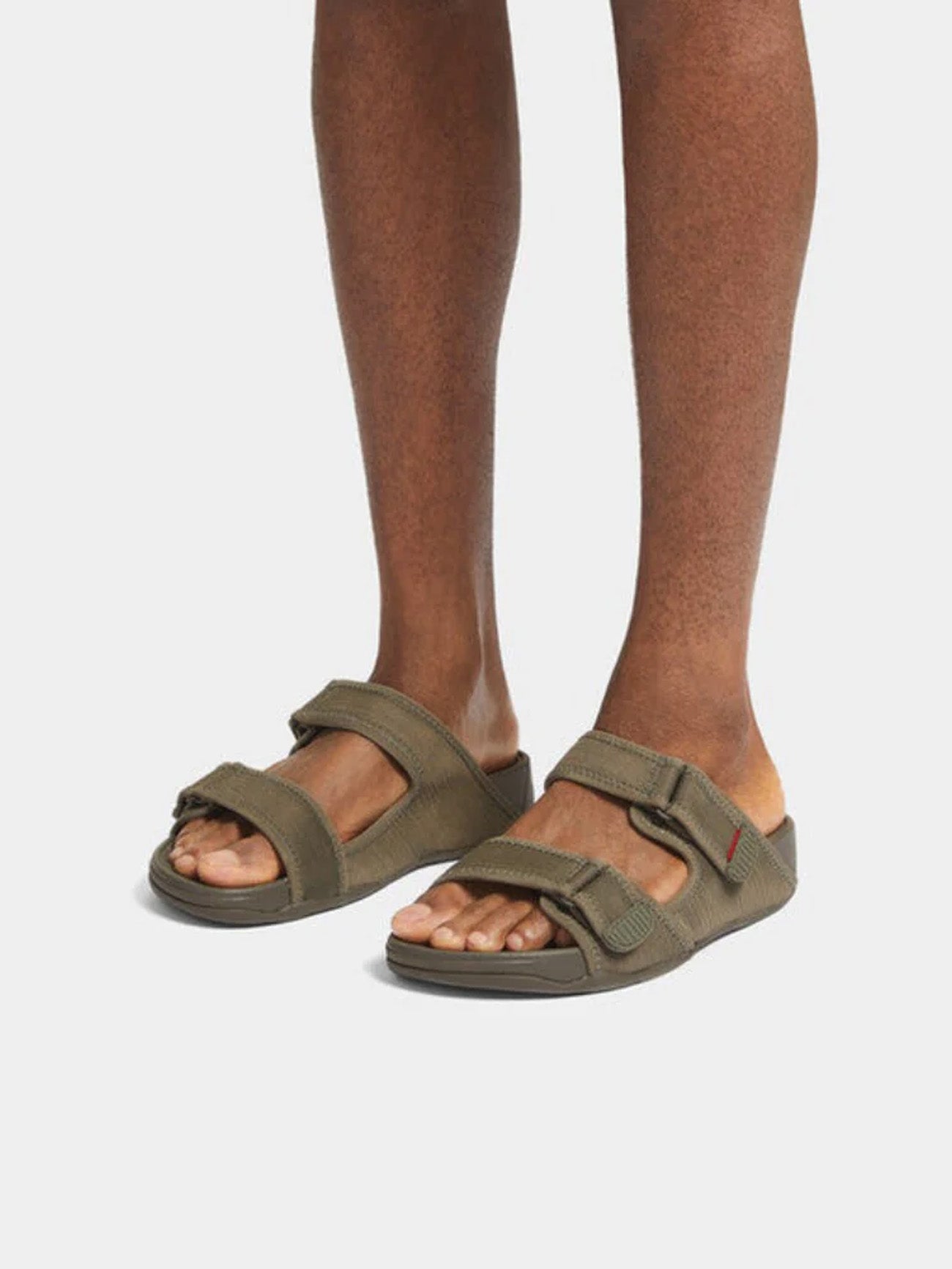 Fitflop Gogh Moc Men'ss Adjustable Leather Slides #color_green