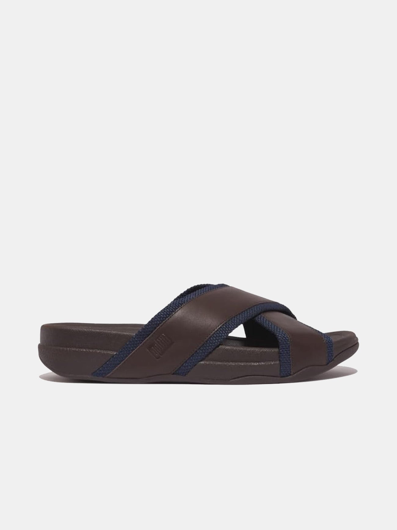 Fitflop Surfer Men's Webbing/Leather Cross Slides #color_Brown