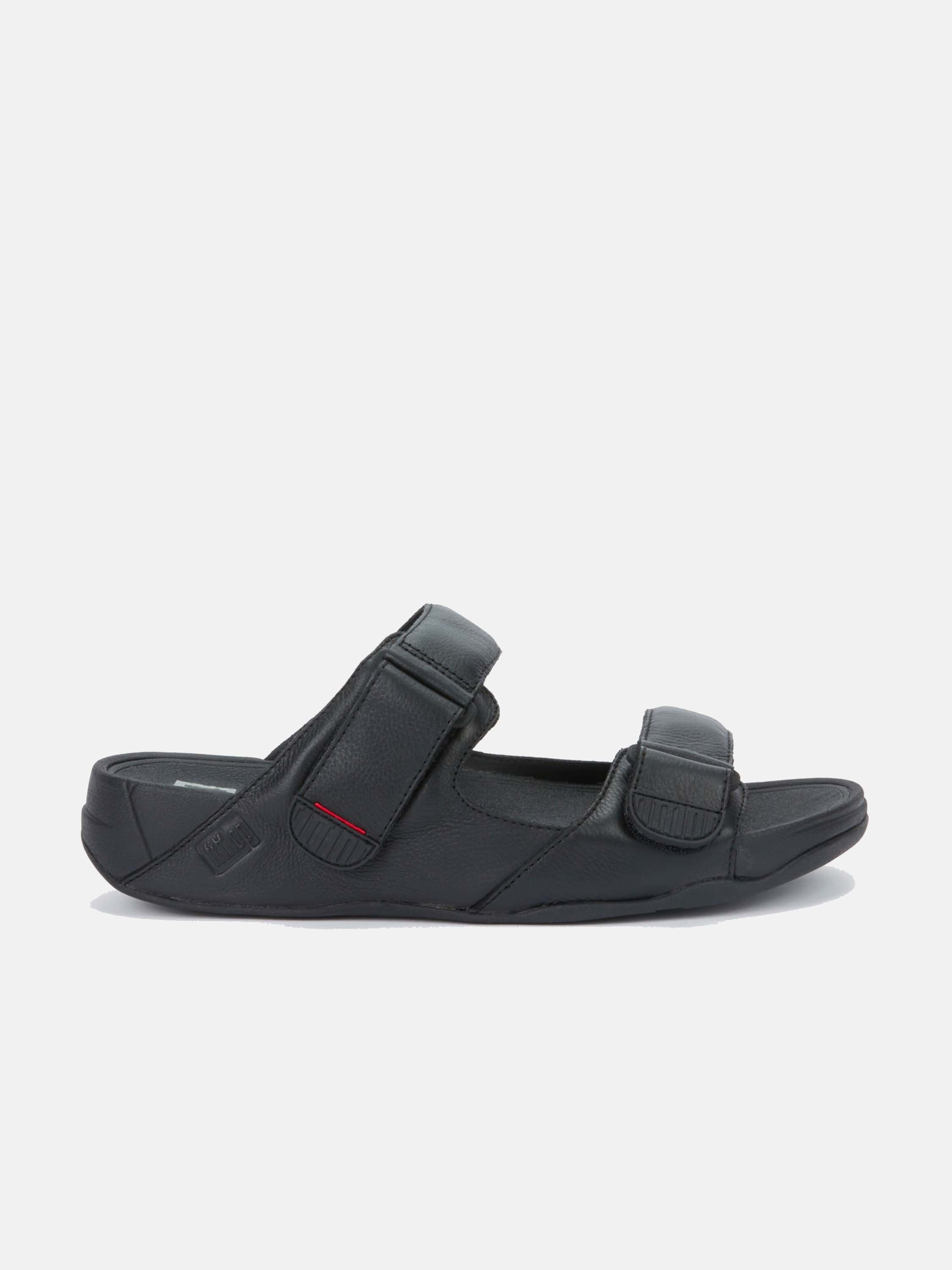 Fitflop Men's Gogh Moc Leather Sandals #color_Black