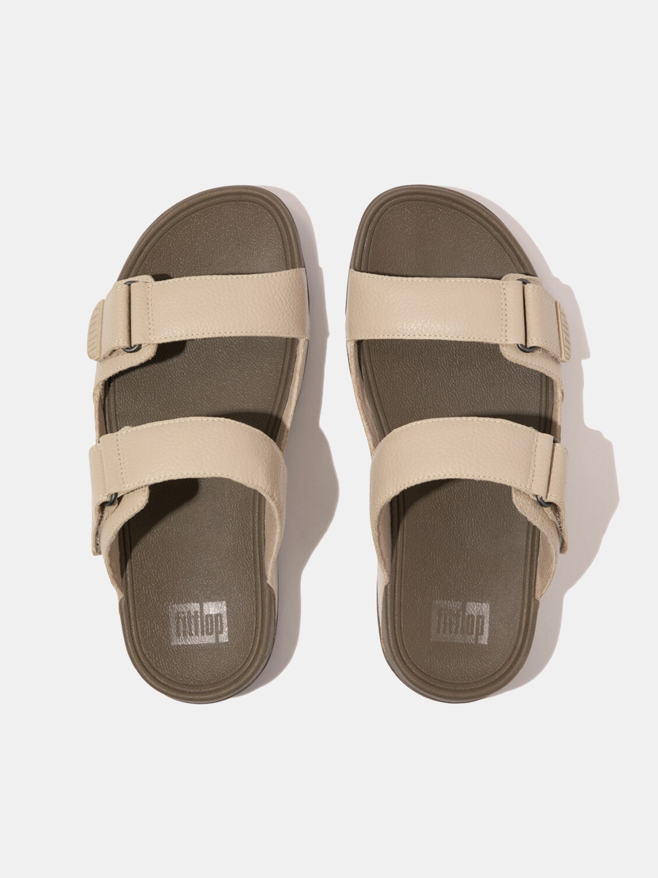 Fitflop Men's Gogh Moc Adjustable Leather Slides #color_latte beige