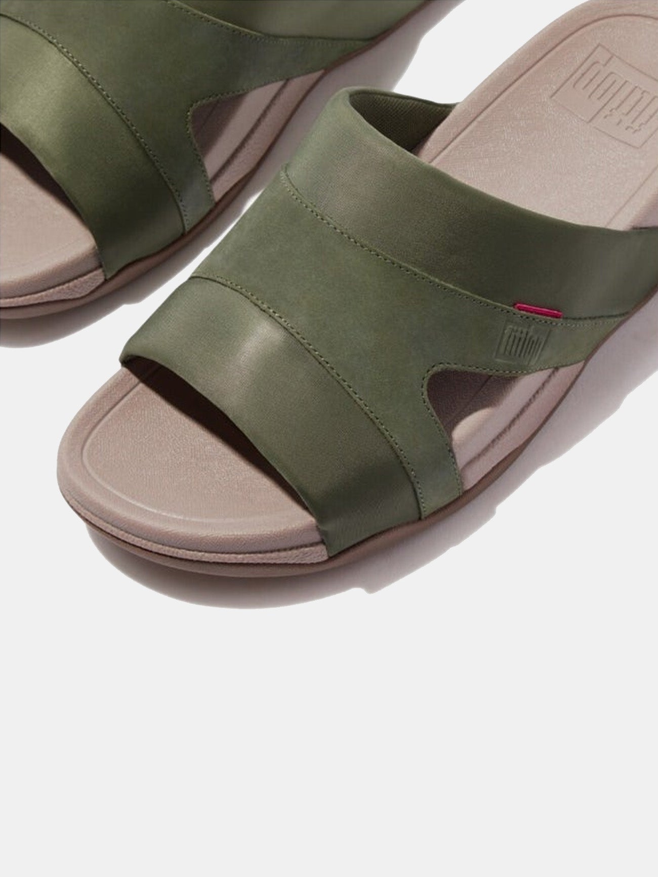 Fitflop Freeway III Men'ss Leather-Mix Slides #color_Safari Green