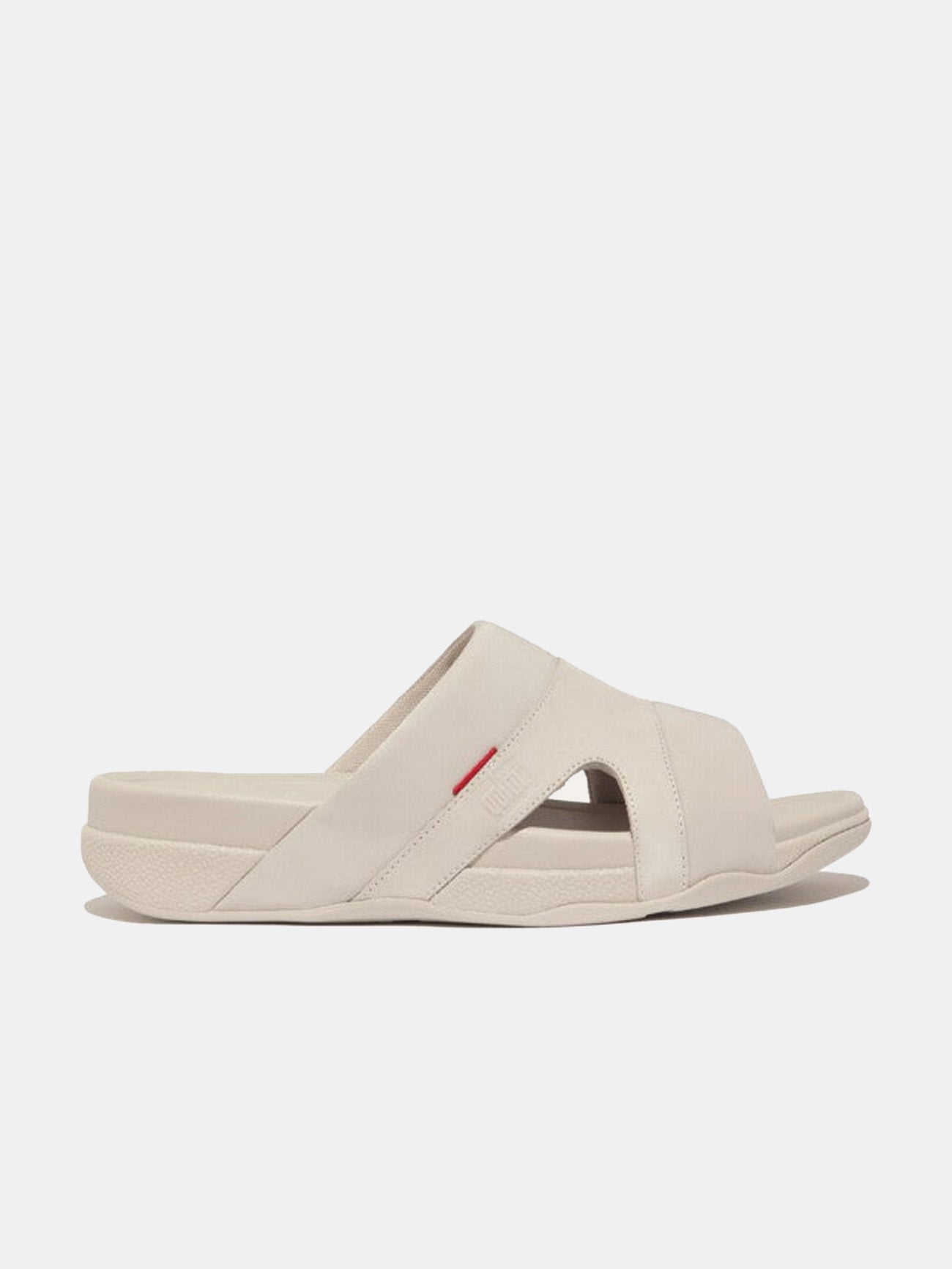 Fitflop Freeway III Men's Leather-Mix Slides #color_Clay Gray