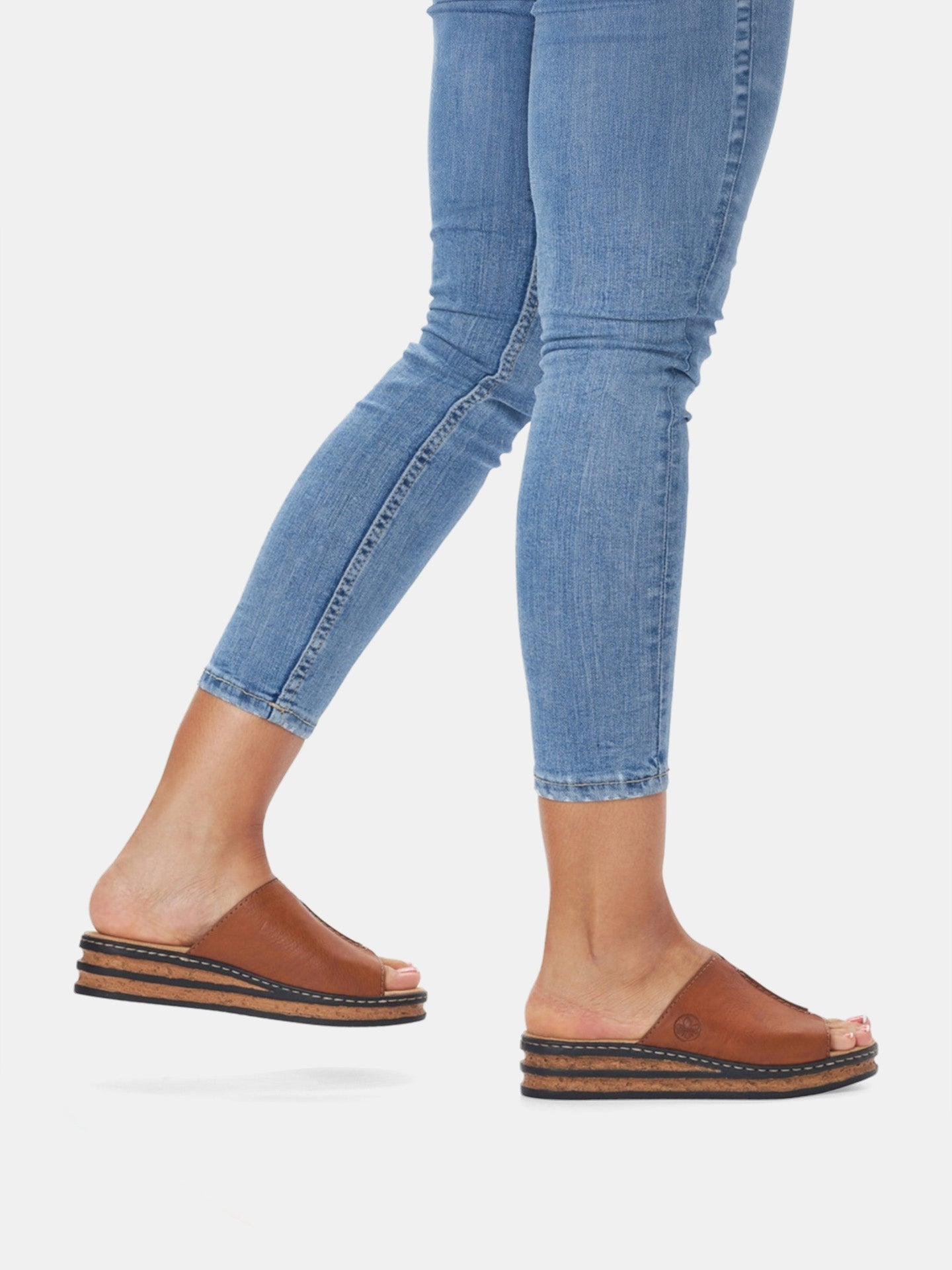 Rieker 629M9 Women's Slider Sandals #color_Brown