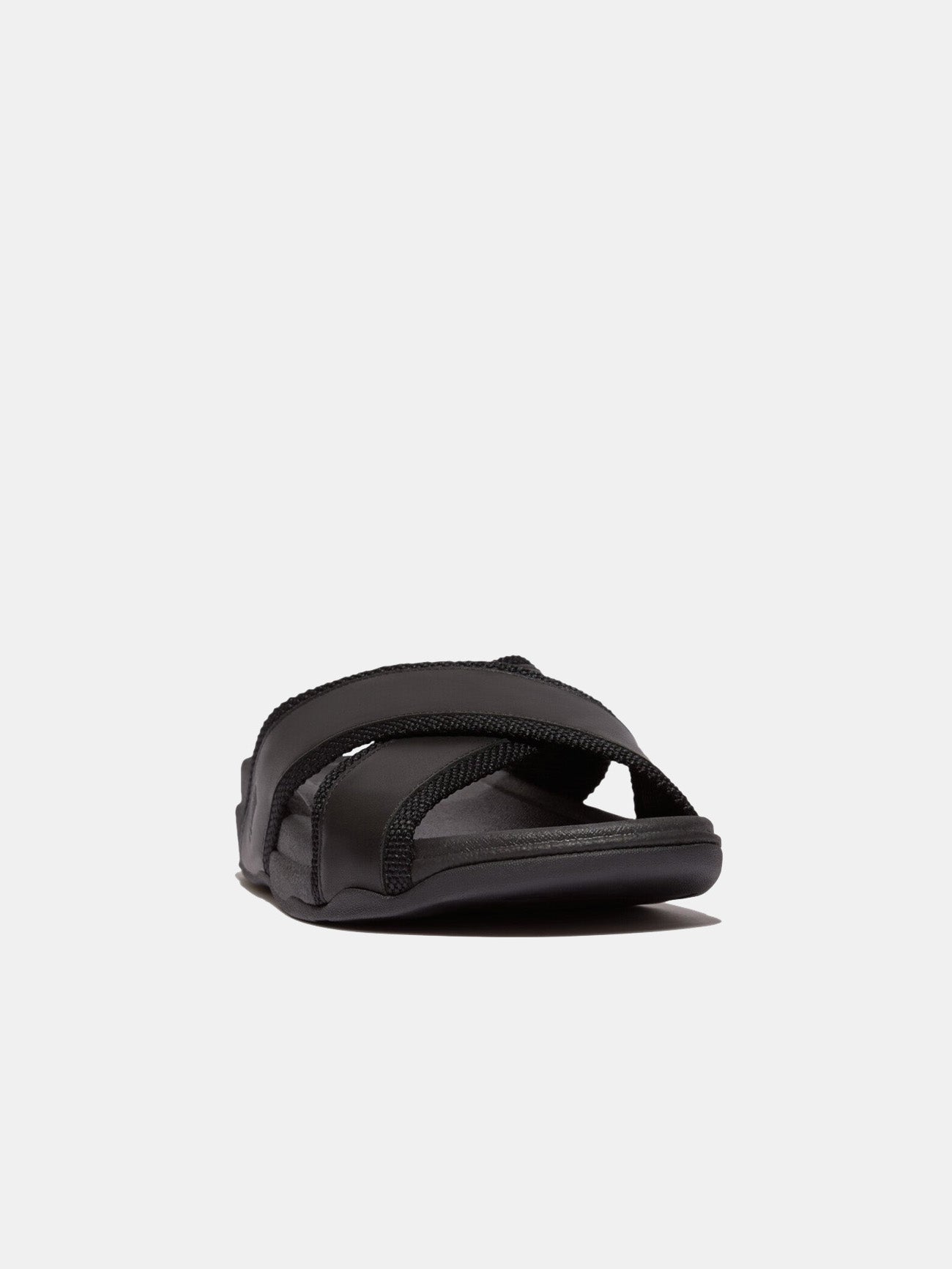 Fitflop Surfer Men's Webbing/Leather Cross Slides #color_Black