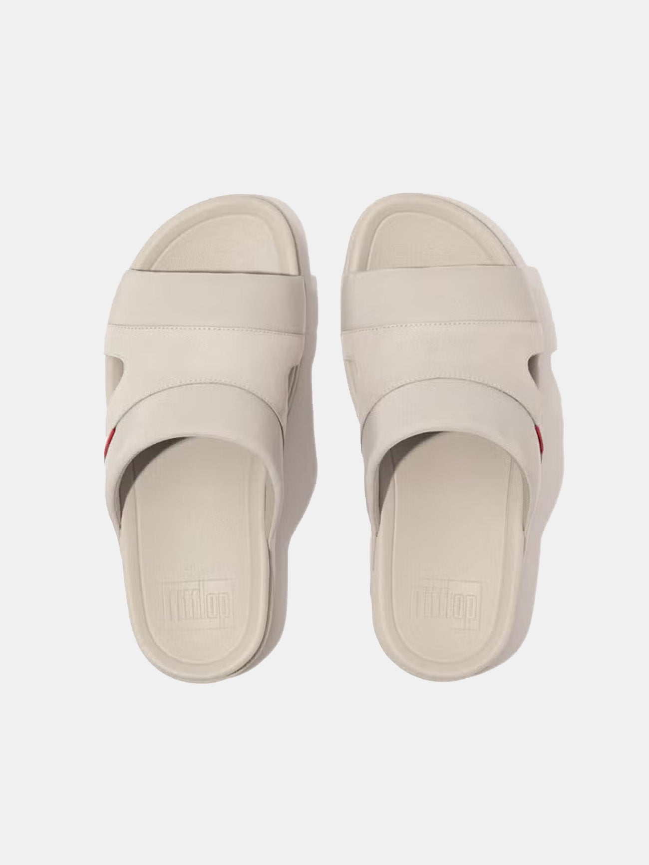 Fitflop Freeway III Men's Leather-Mix Slides #color_Clay Gray