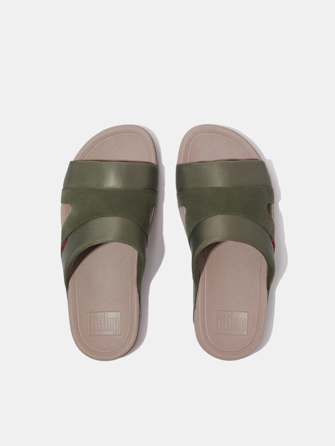 Fitflop Freeway III Men'ss Leather-Mix Slides #color_Safari Green