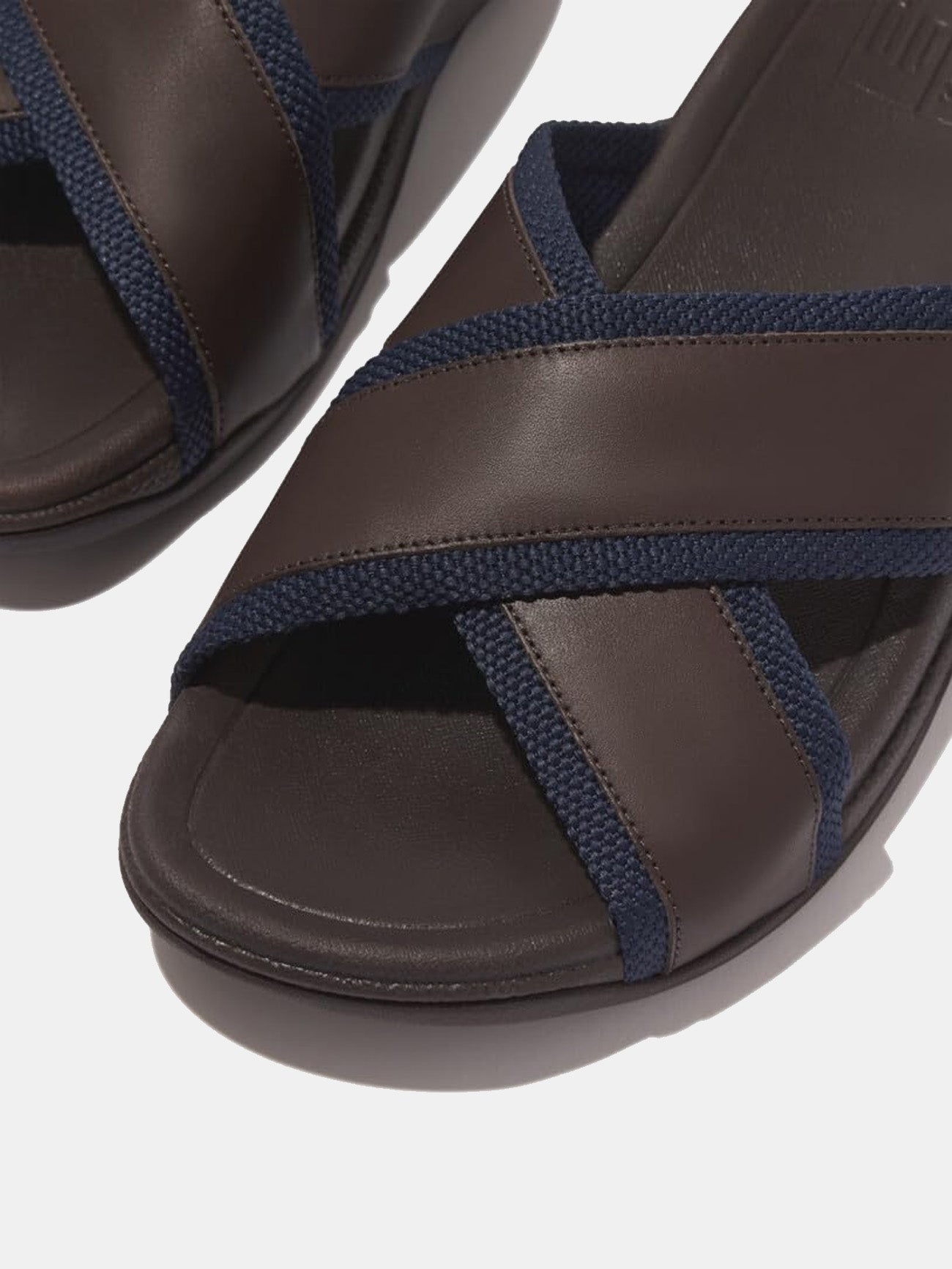 Fitflop Surfer Men's Webbing/Leather Cross Slides #color_Brown