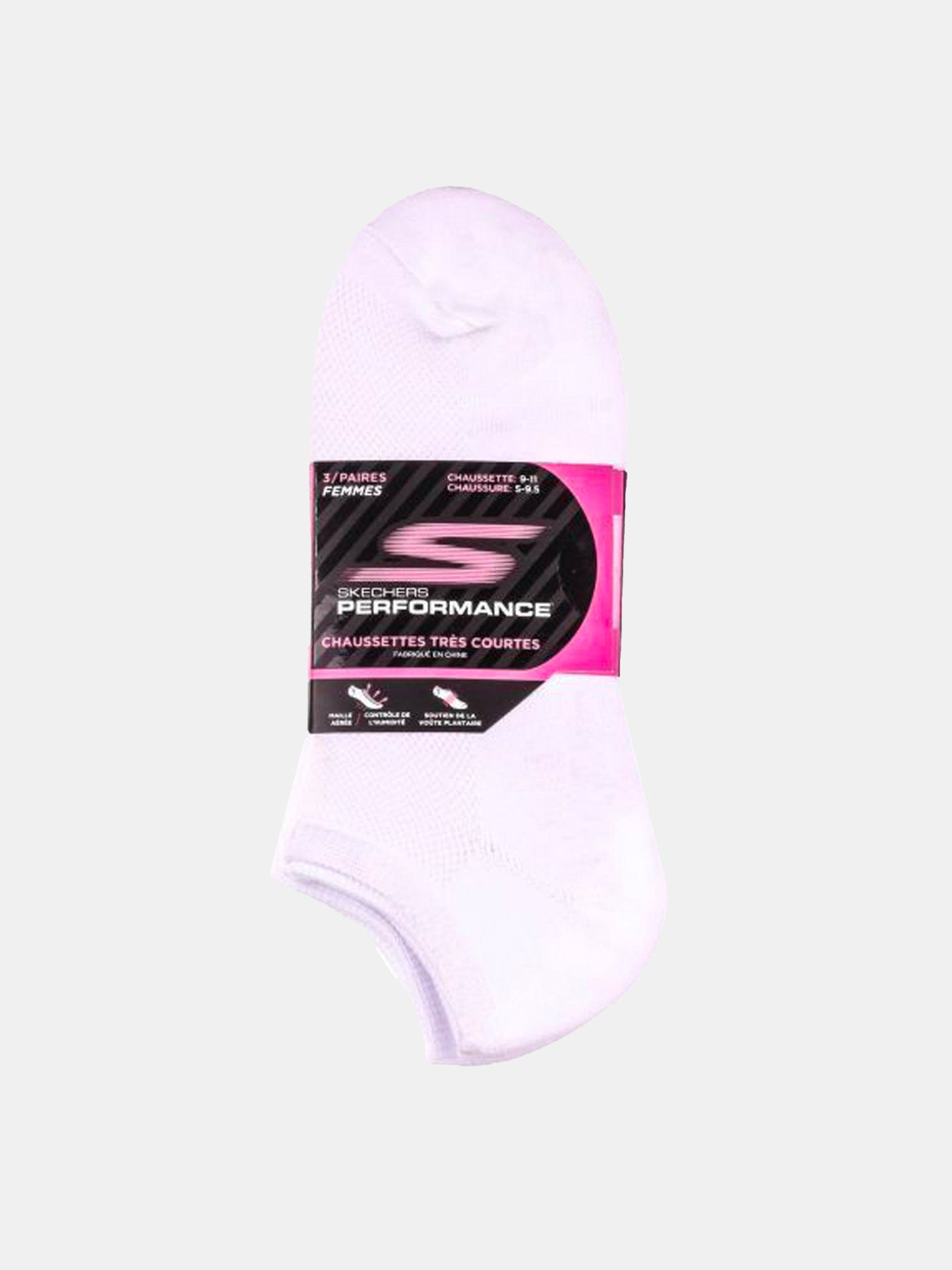 Skechers Women's 3 Pack 1/2 Terry No Show Socks #color_White