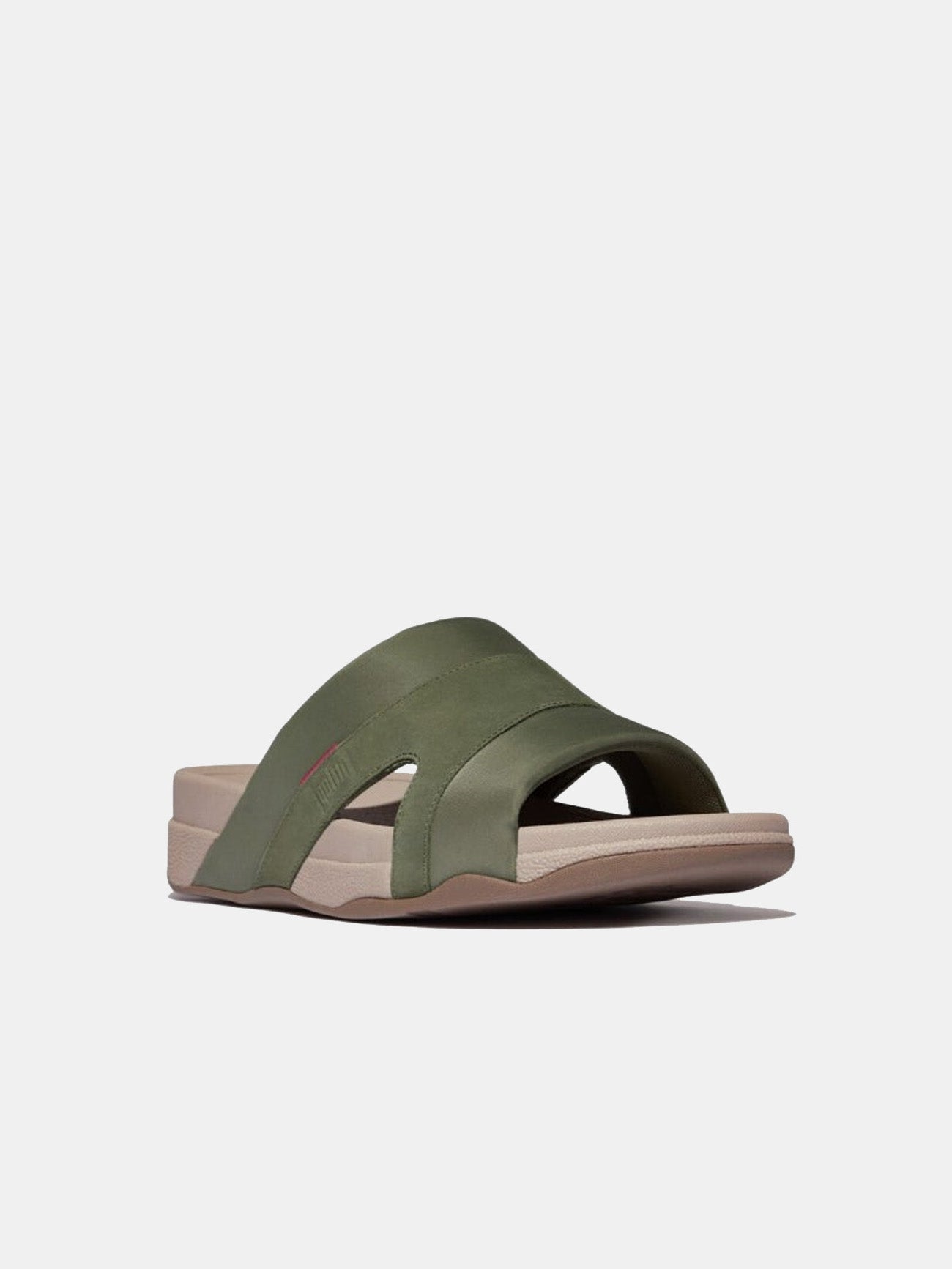 Fitflop Freeway III Men'ss Leather-Mix Slides #color_Safari Green