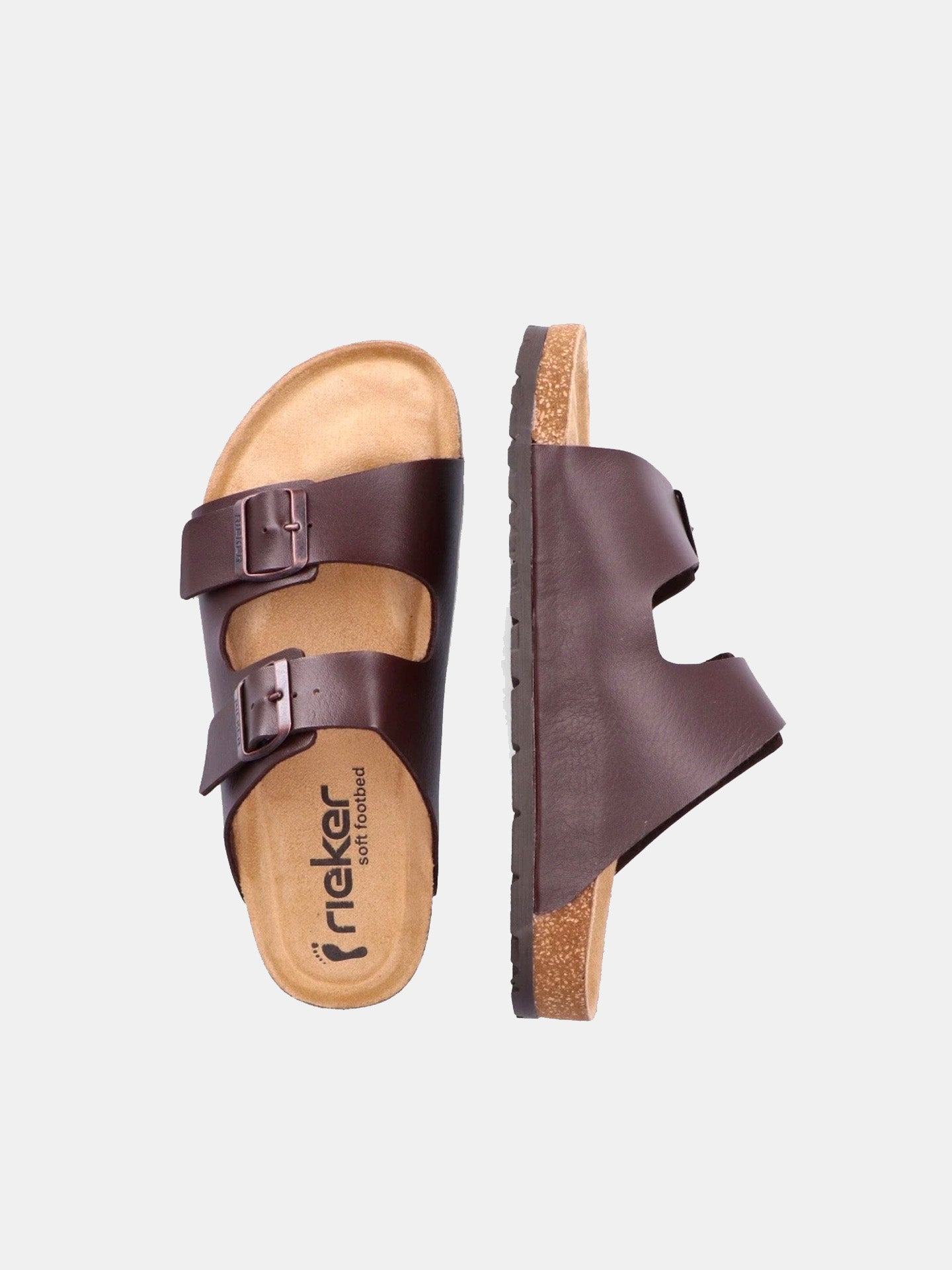 Rieker 22190 Men's Slider Sandals #color_Brown