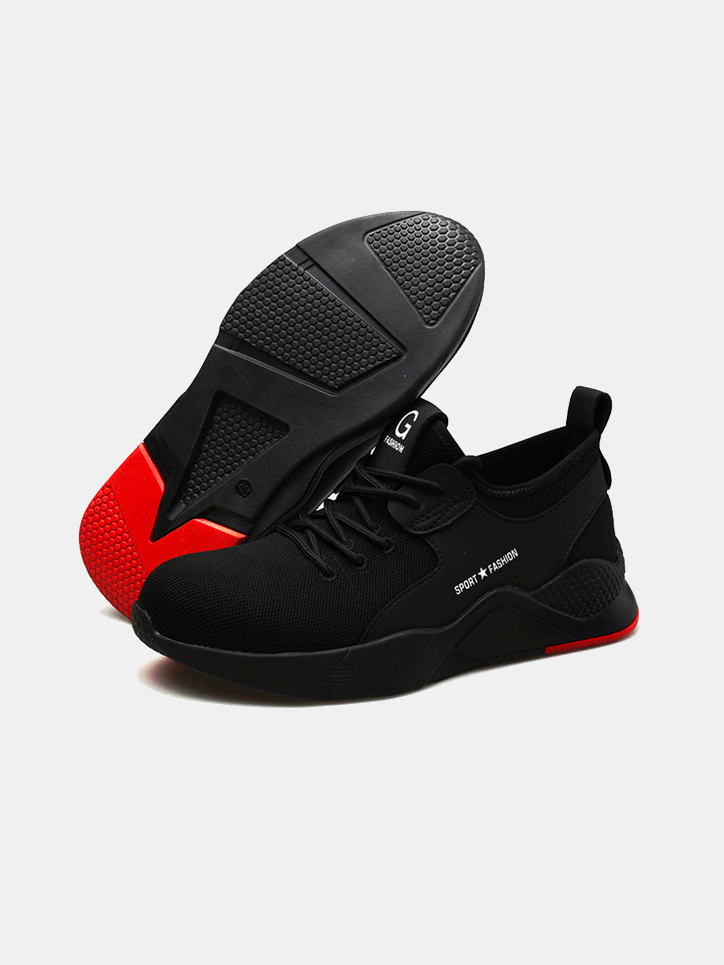 Raydlinx Men's 588 Steel Toe Work Breathable Shoes #color_Black