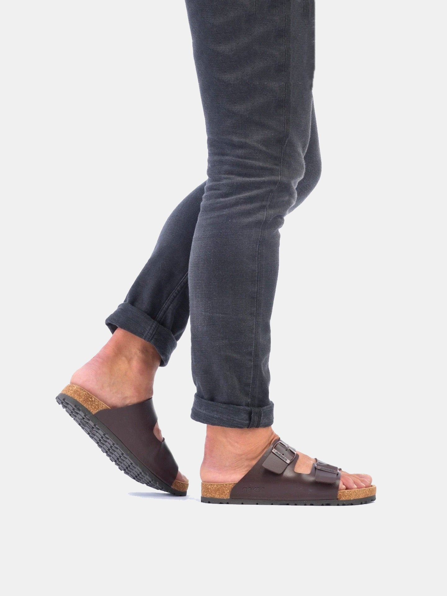 Rieker 22190 Men's Slider Sandals #color_Brown