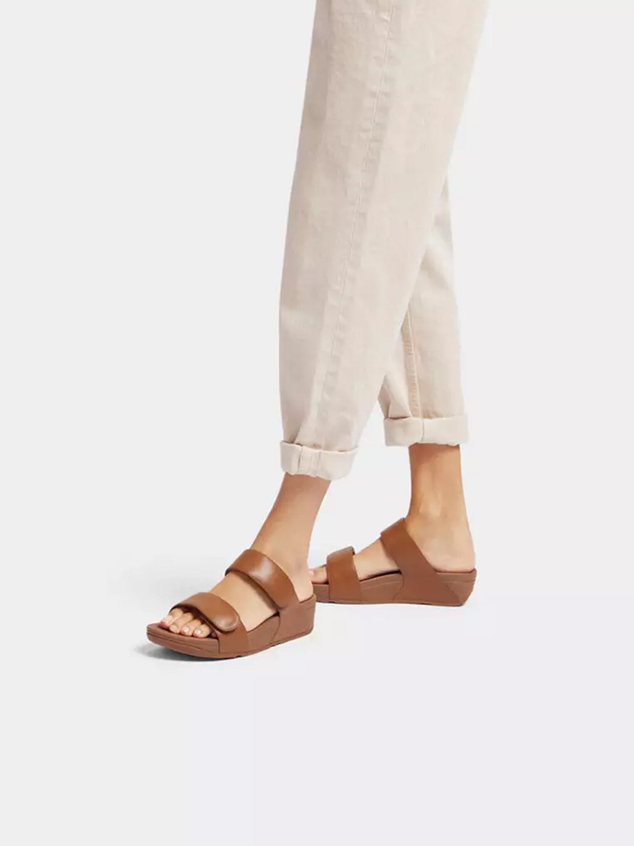 Fitflop Women's Lulu Adjustable Leather Slides #color_Tan