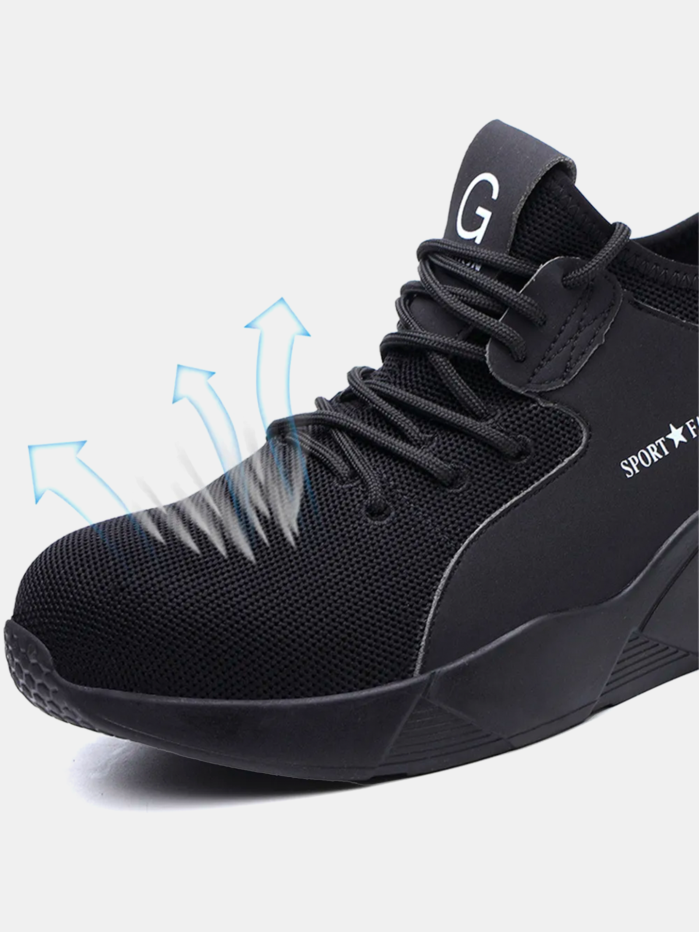 Raydlinx Men's 588 Steel Toe Work Breathable Shoes #color_Black