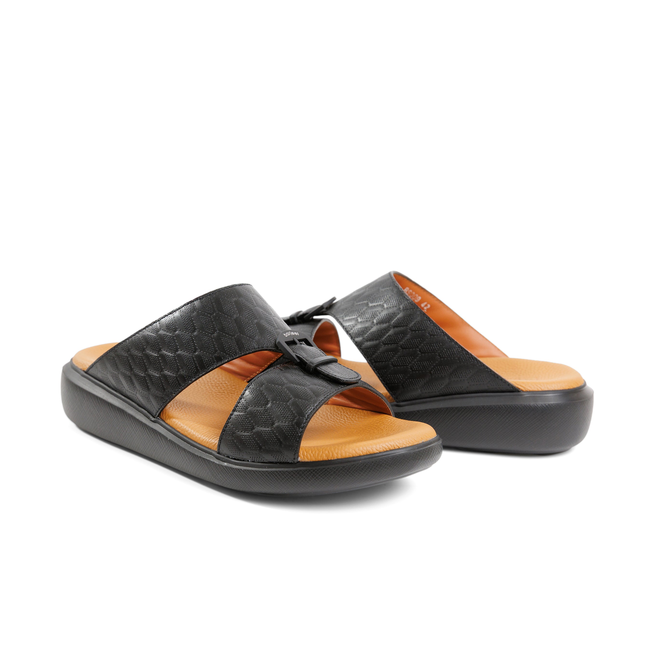 Barjeel Uno BS009 Men's Sandals #color_Black