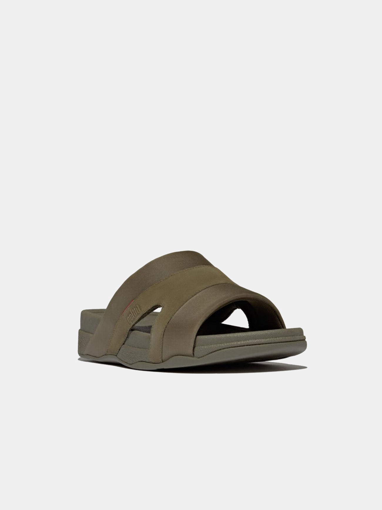 Fitflop Freeway III Men's Leather-Mix Slides #color_Olive