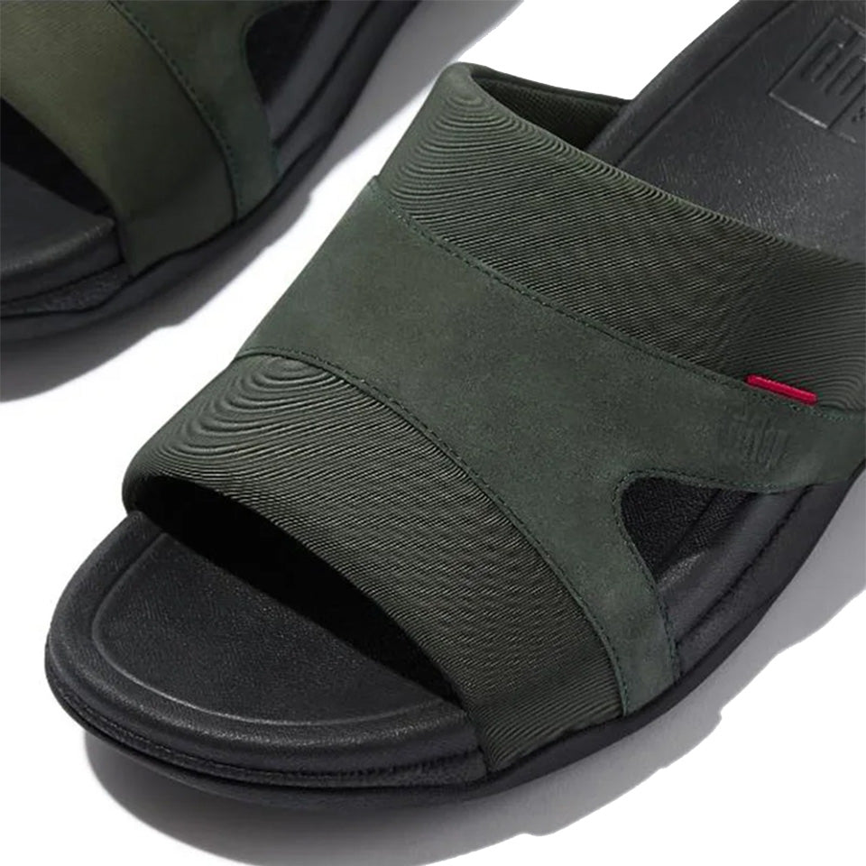 Fitflop Freeway III Men'ss Leather-Mix Slides #color_Green