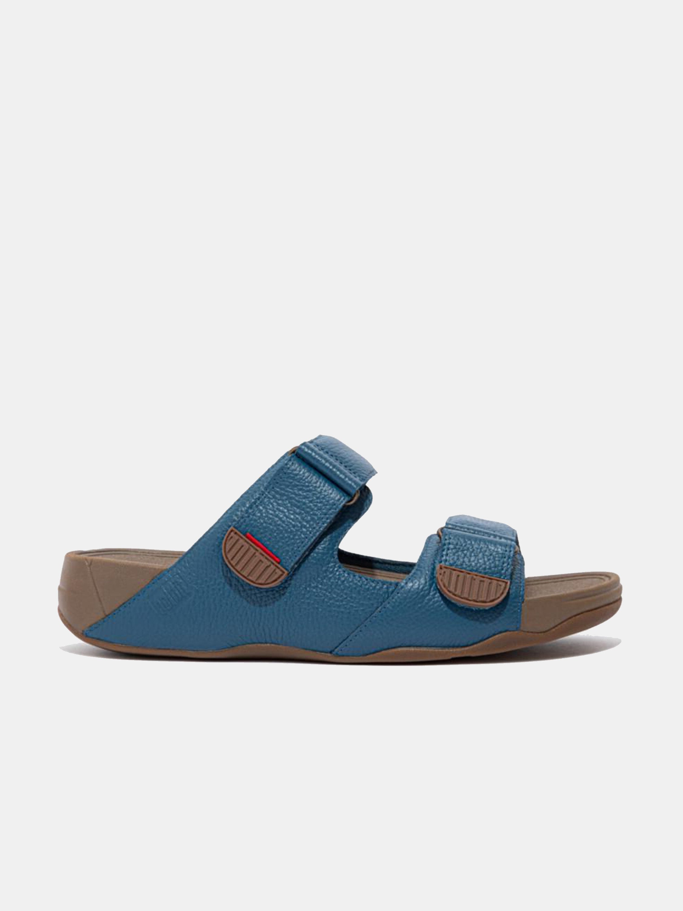 Fitflop Men's Gogh Moc Adjustable Leather Slides #color_Blue