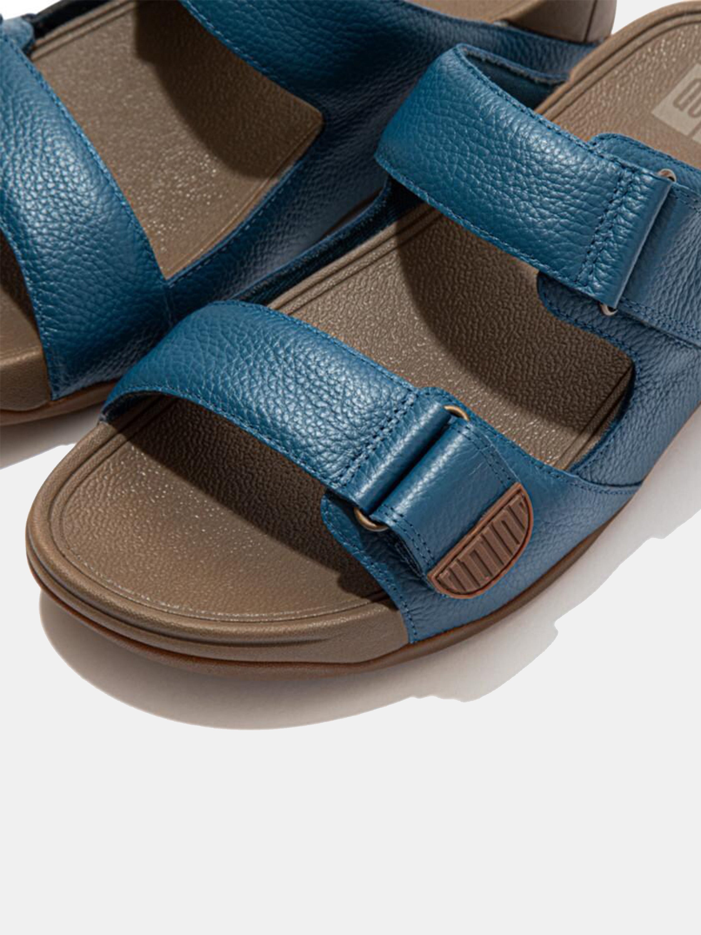 Fitflop Men's Gogh Moc Adjustable Leather Slides #color_Blue