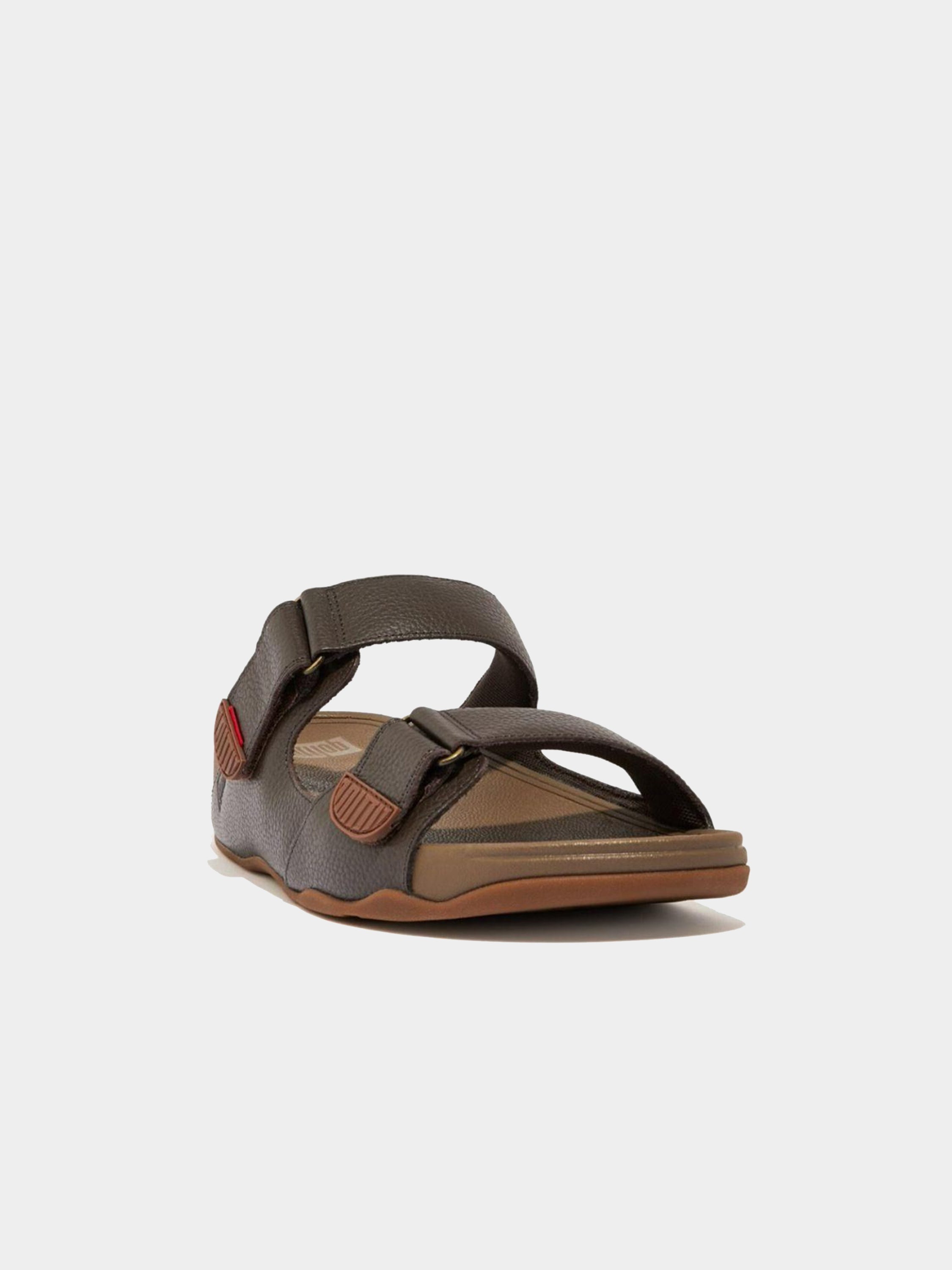 Fitflop Men's Gogh Moc Adjustable Leather Slides #color_Dark Brown