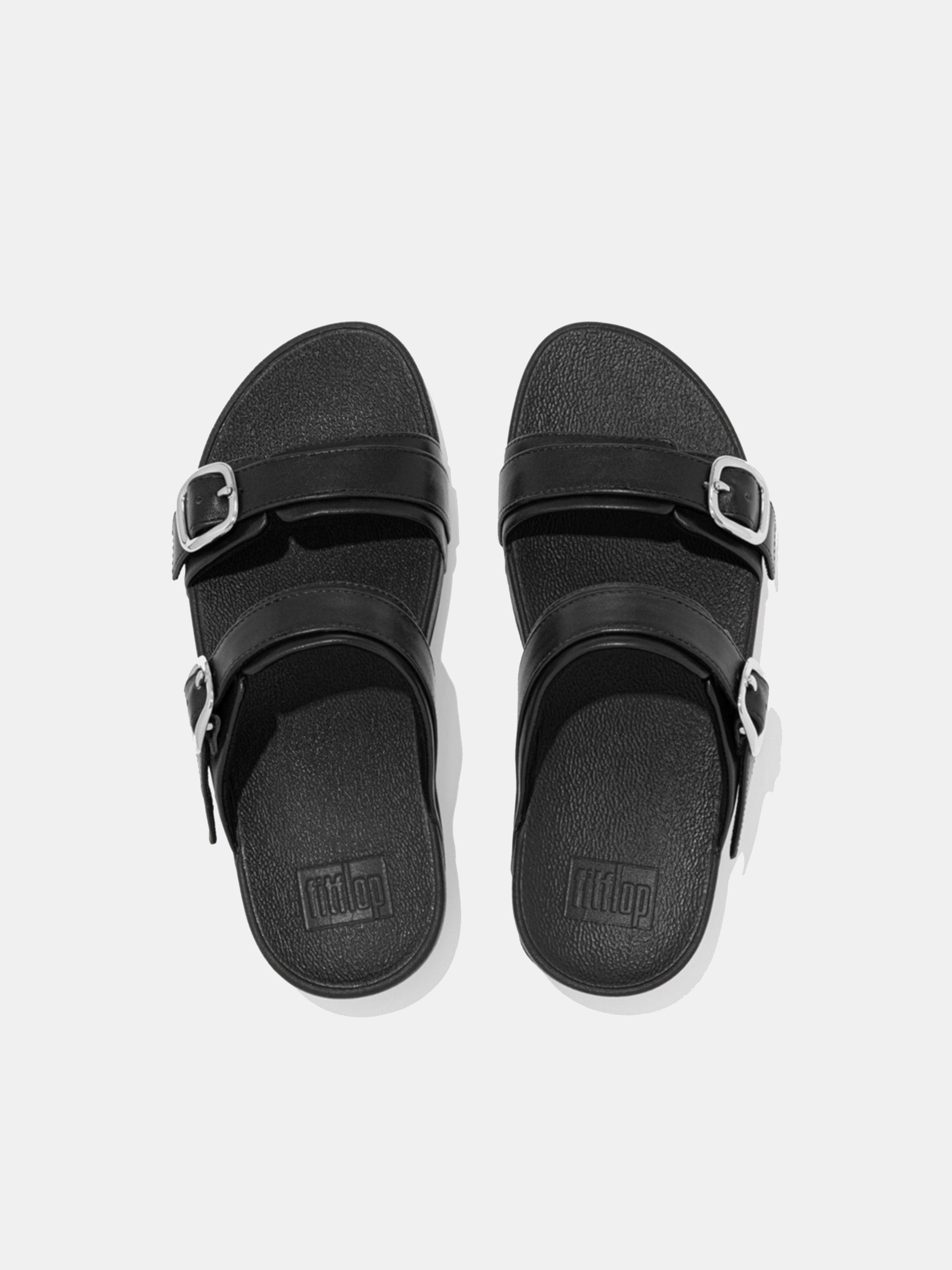 FitFlop Lulu Women's Adjustable Leather Slides #color_black