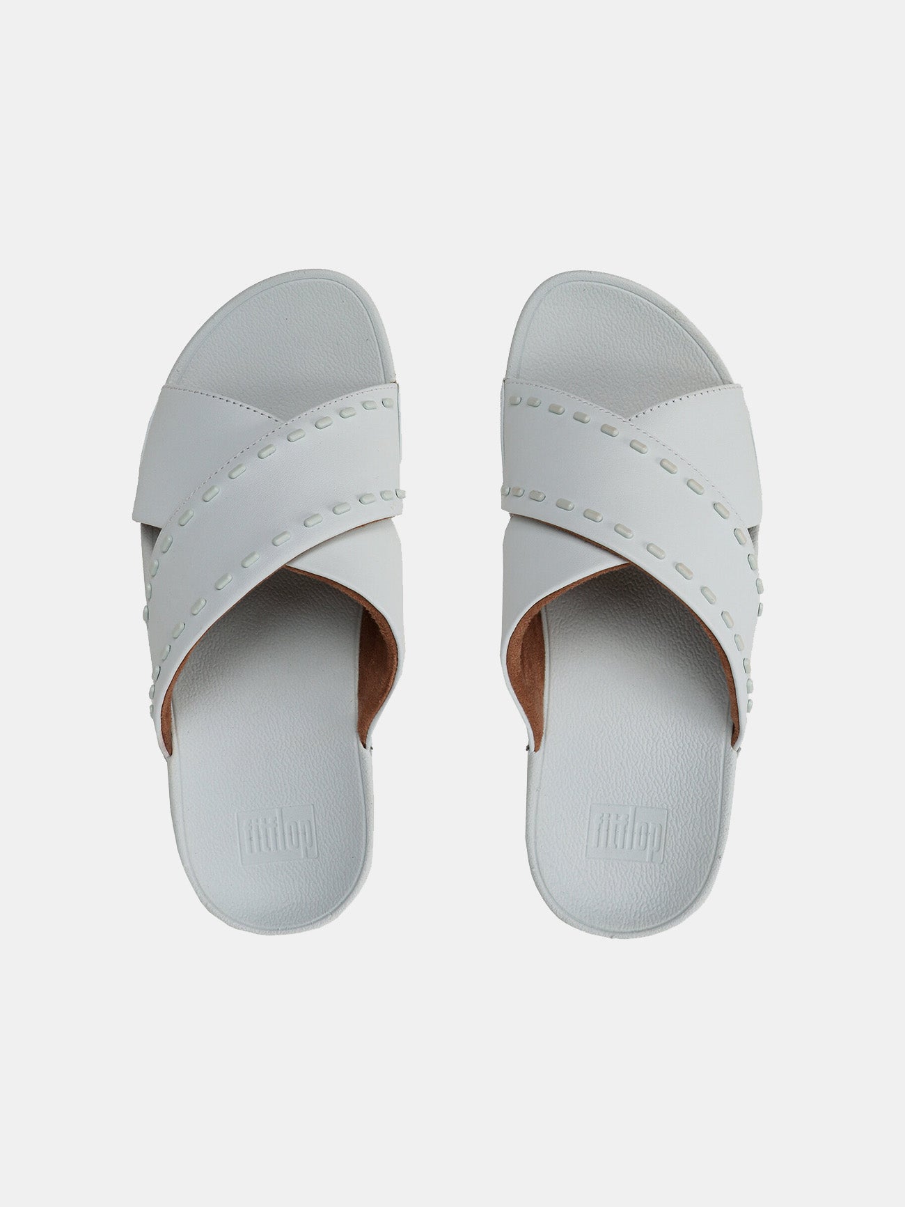 Fitflop Women's Lulu Rubber-Stud Leather Cross Slides #color_Blue