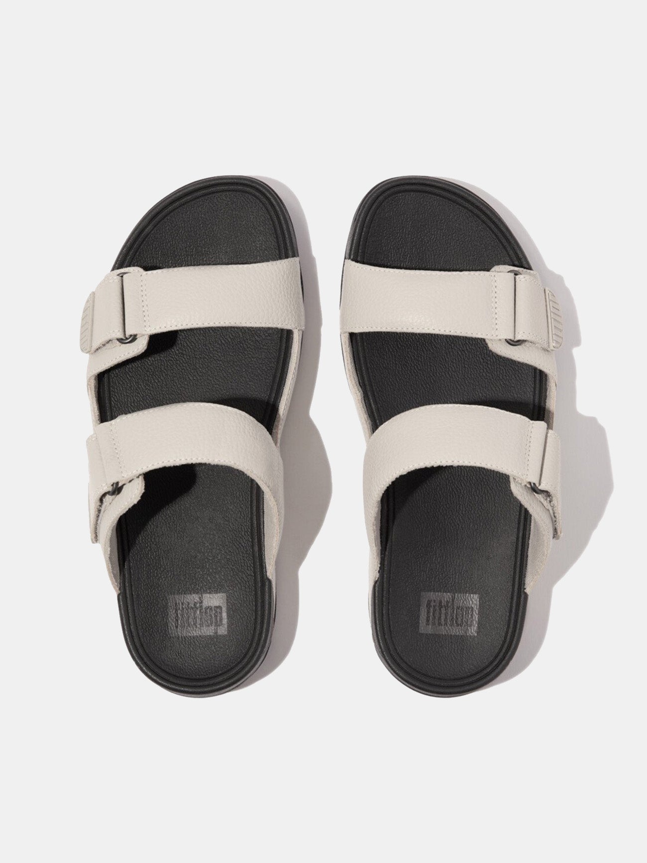 Fitflop Men's Gogh Moc Adjustable Leather Slides #color_Clay Gray