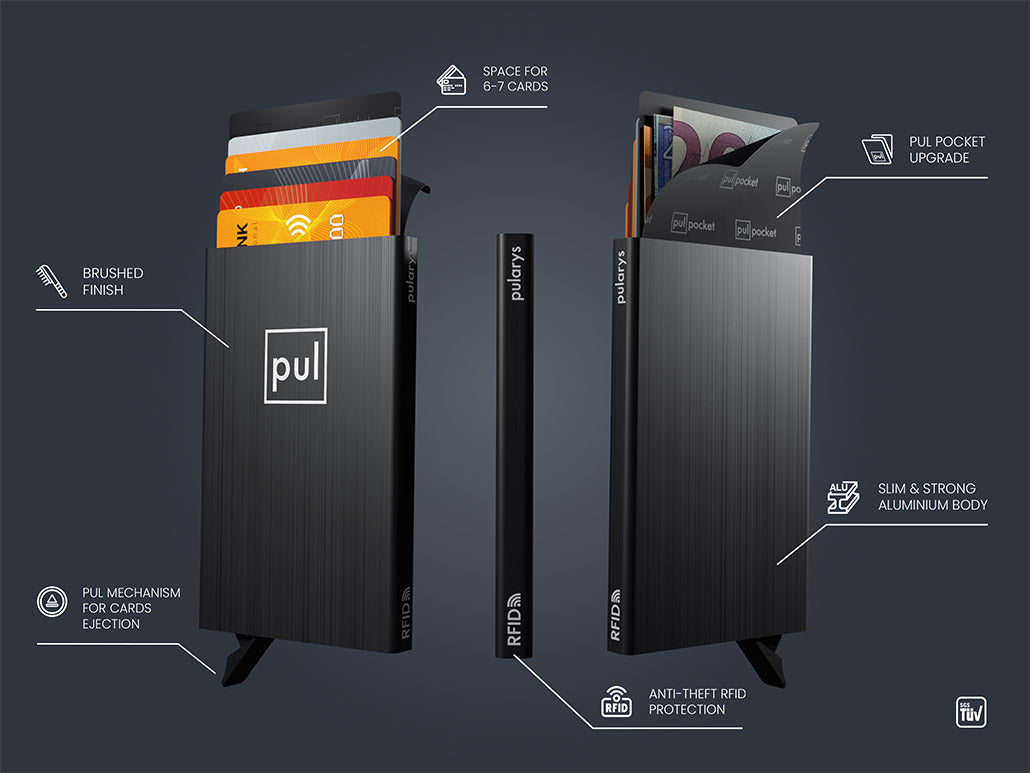Pularys Zen Credit Card Holder - Brushed Aluminum #color_Black